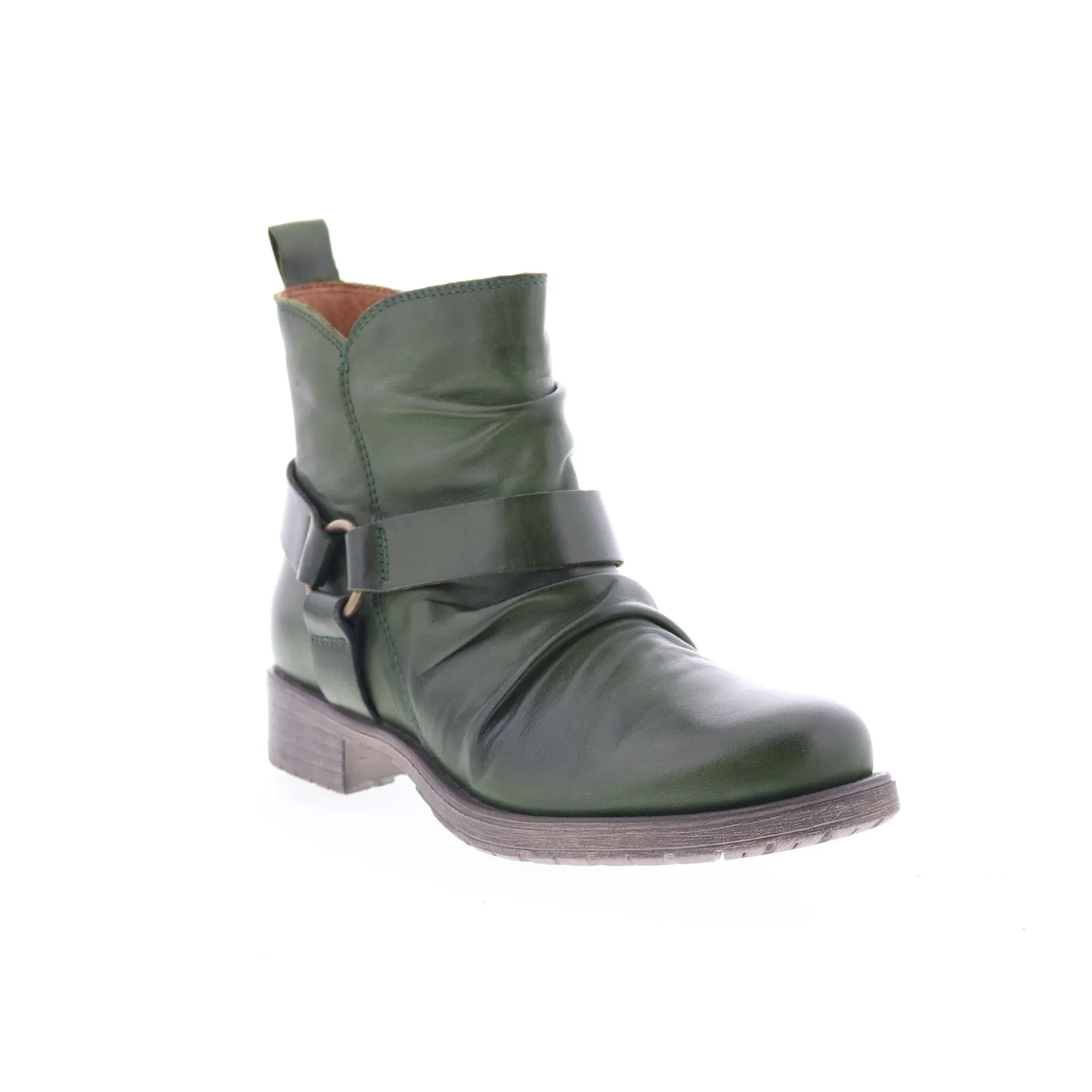 Scholar Rugged Design Miz Mooz Paolo Womens Green Leather Zipper Ankle & Booties Boots