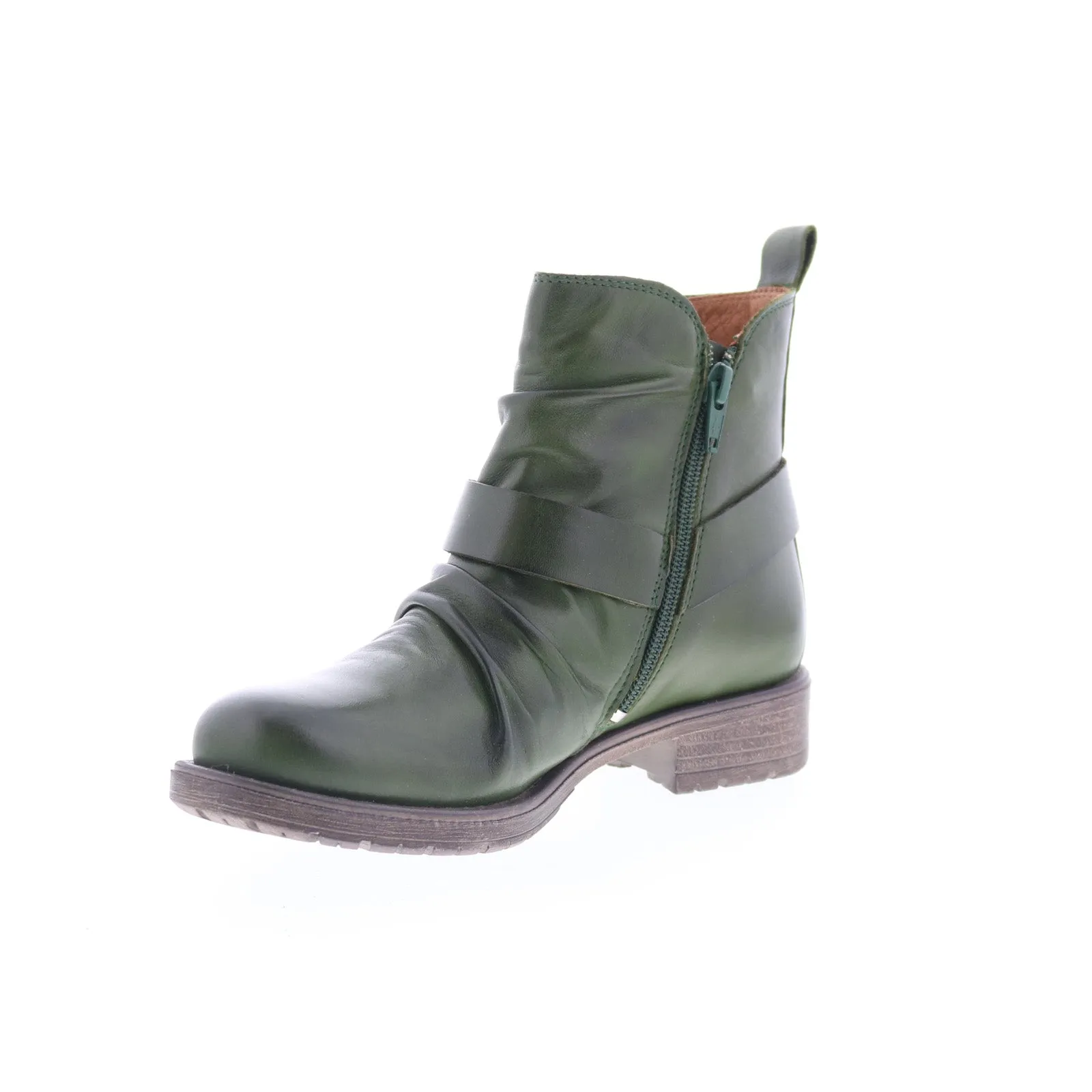 Miz Mooz Paolo Womens Green Leather Zipper Ankle & Booties Boots Comfortable Style Neutral palette