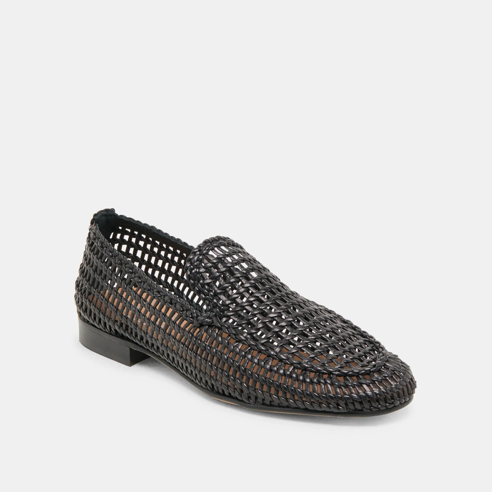 ARMOND FLATS BLACK WOVEN LEATHER All-Season Wear Shoes Museum Trip