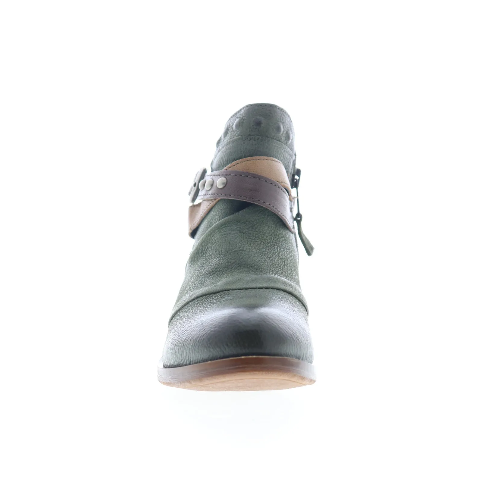 Miz Mooz Bucky Womens Green Leather Zipper Ankle & Booties Boots Casual Gathering