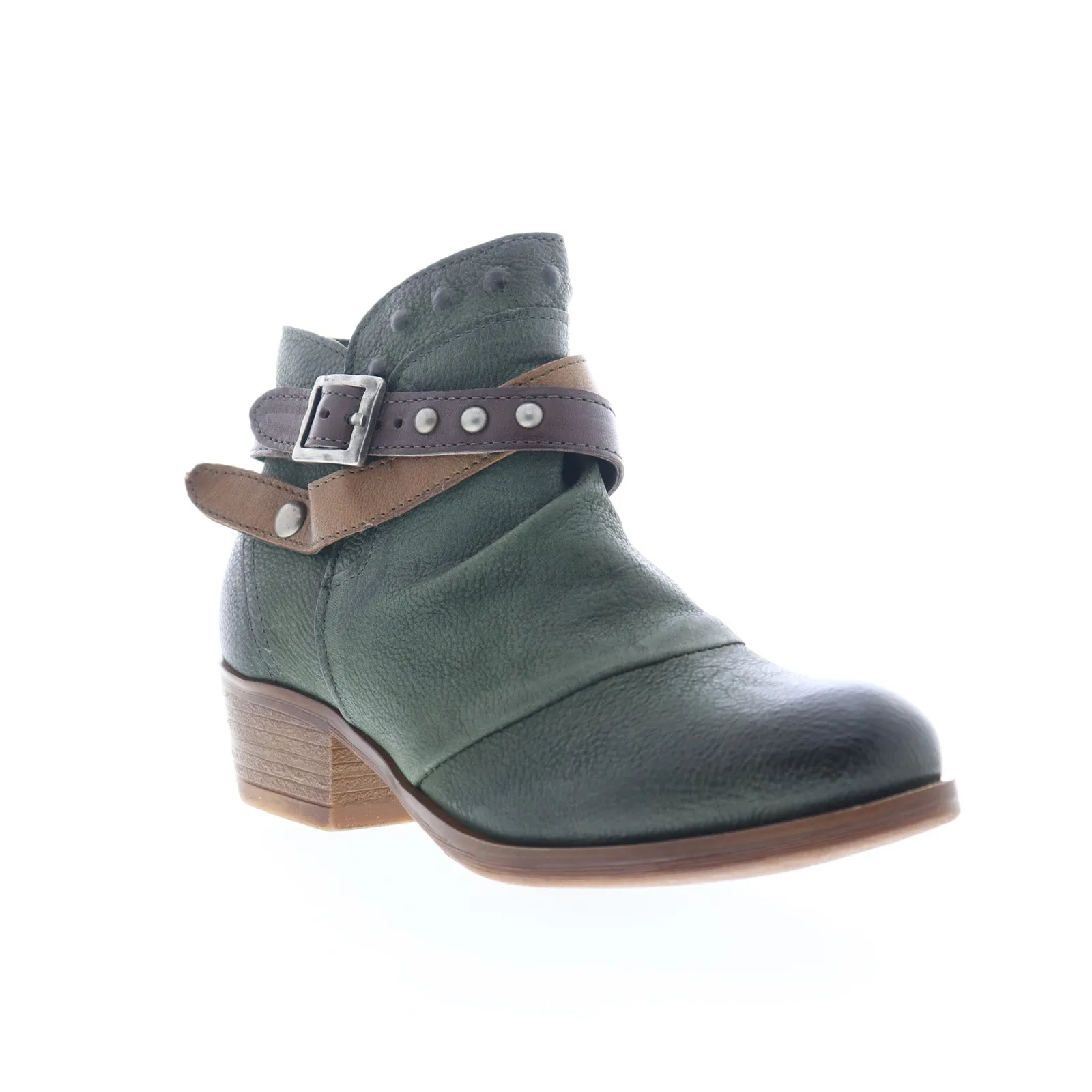 Urban Everyday Miz Mooz Bucky Womens Green Leather Zipper Ankle & Booties Boots