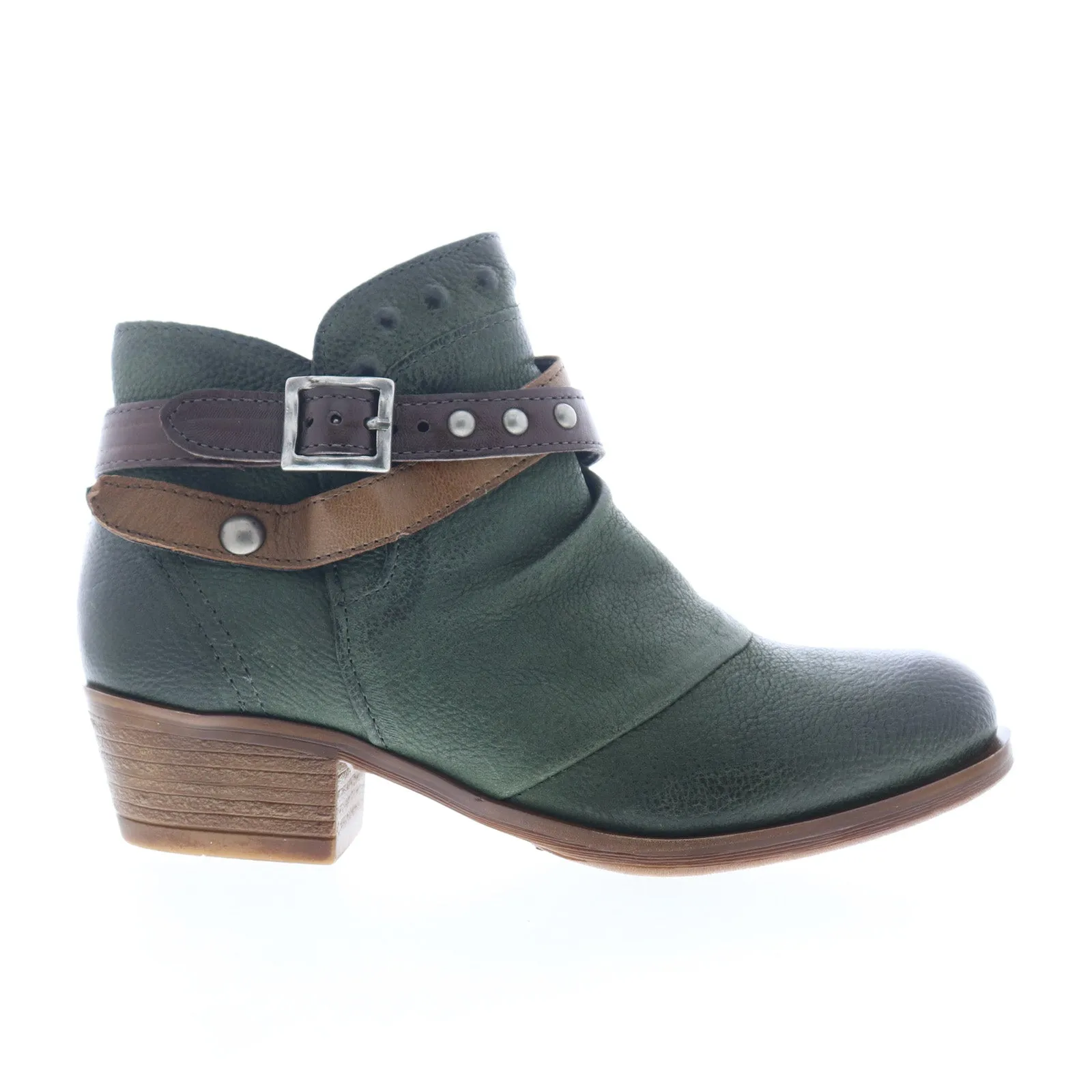 Construction Grade Miz Mooz Bucky Womens Green Leather Zipper Ankle & Booties Boots