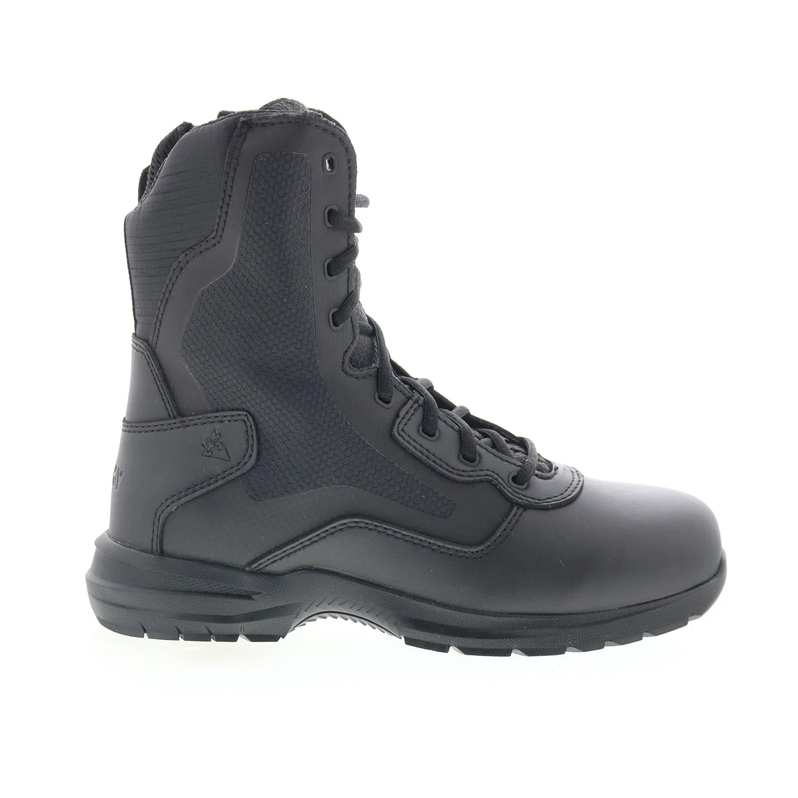 Cushioned Sole Climate Friendly Rocky Cadet 8" Side Zip RKD0102 Mens Black Wide Leather Tactical Boots