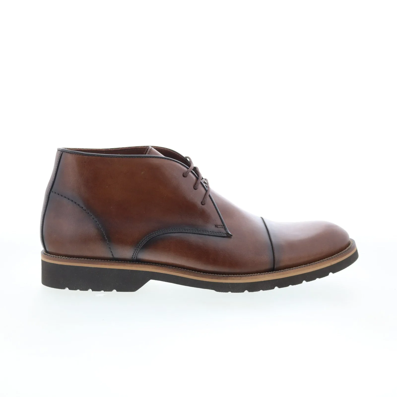 Studio Belvedere Gavin Mens Brown Leather Lace Up Chukkas Boots Deep Tread Breathable