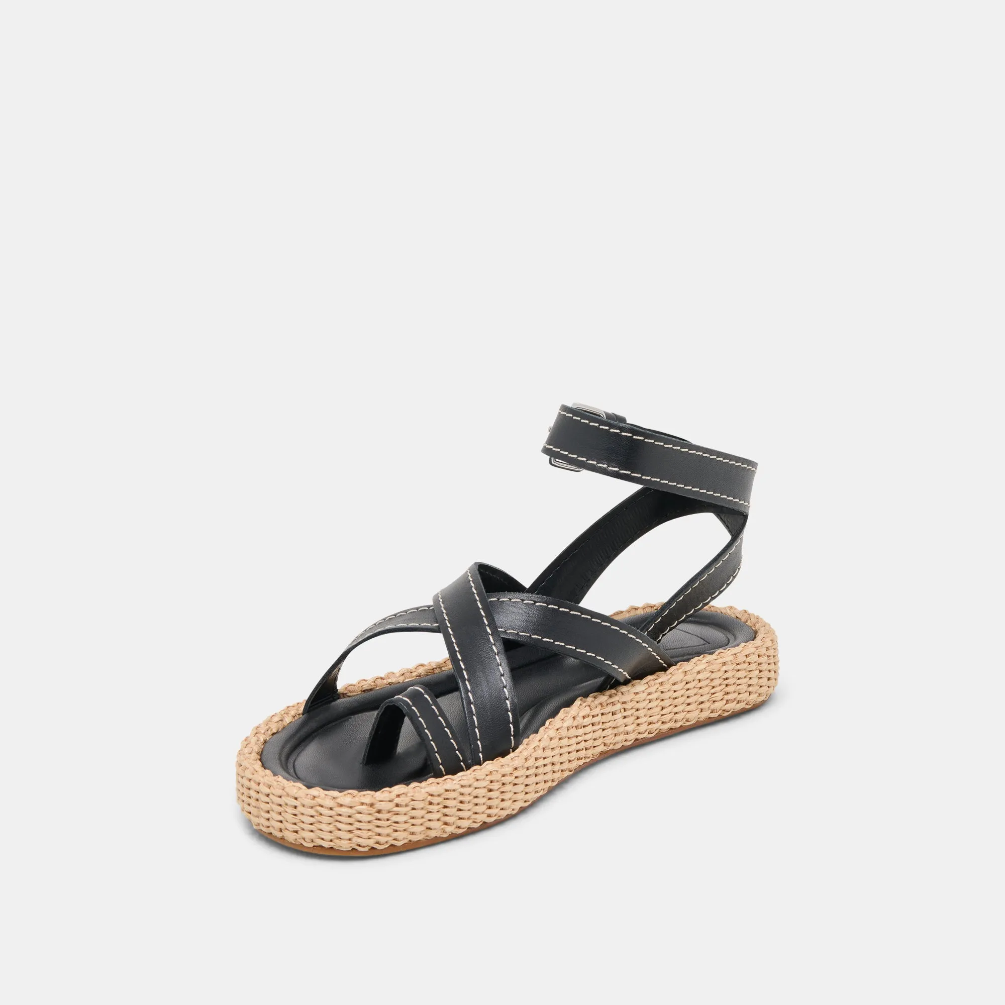 ROXIE SANDALS BLACK LEATHER Wrap Tie