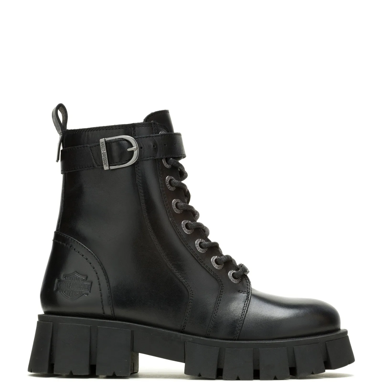 Harley-Davidson Uplift Buckle 6" D84807 Womens Black Casual Dress Boots Mesh Upper Bootie Cut