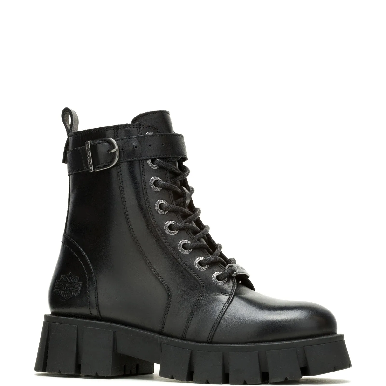 Harley-Davidson Uplift Buckle 6" D84807 Womens Black Casual Dress Boots Synthetic Upper Canvas Upper
