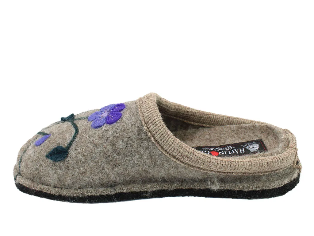 Haflinger Slippers Flair Viola Beige Flexible Outsole Slip Safe
