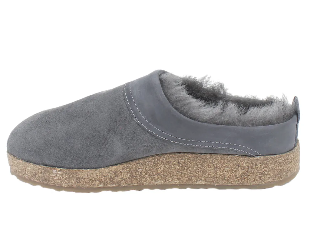 Haflinger Clogs Sheepskin Snowbird Grey Quick Beach Wear strap on