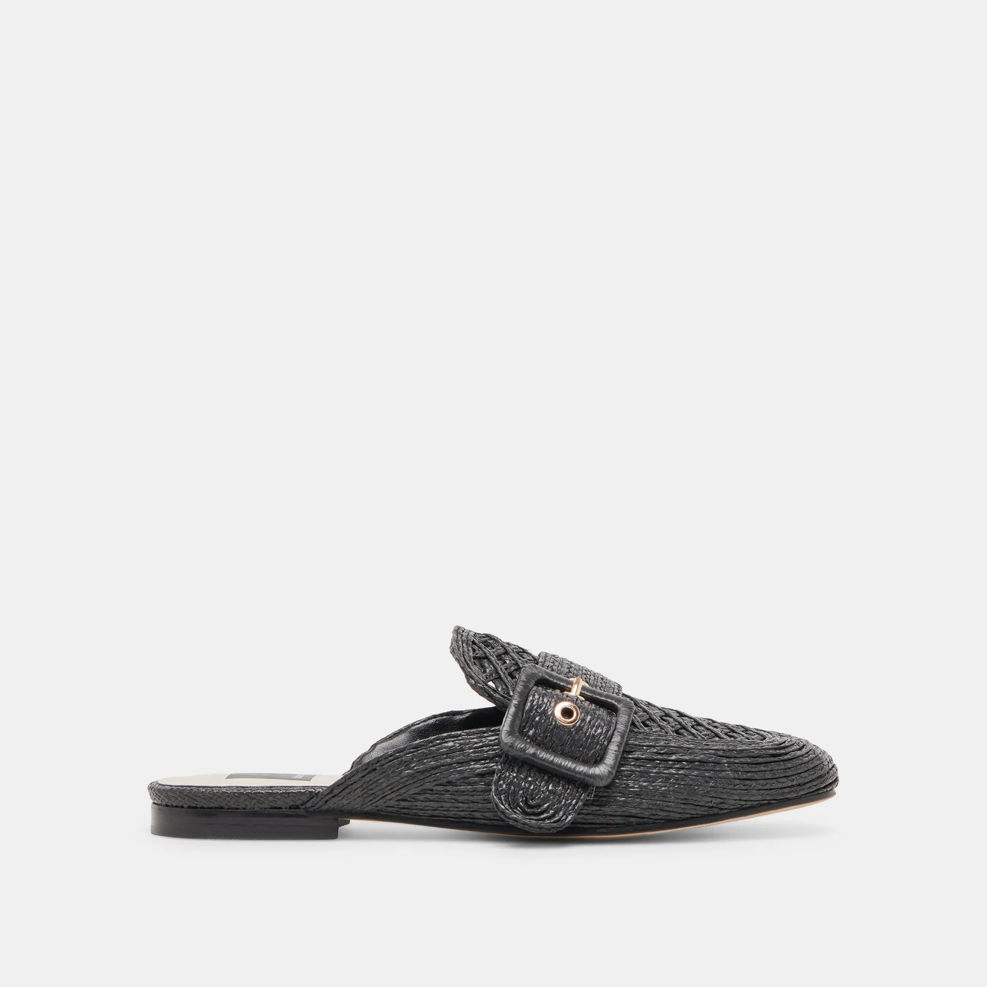 Office Appropriate Shoes Flexible Shank SIANNA FLATS BLACK RAFFIA