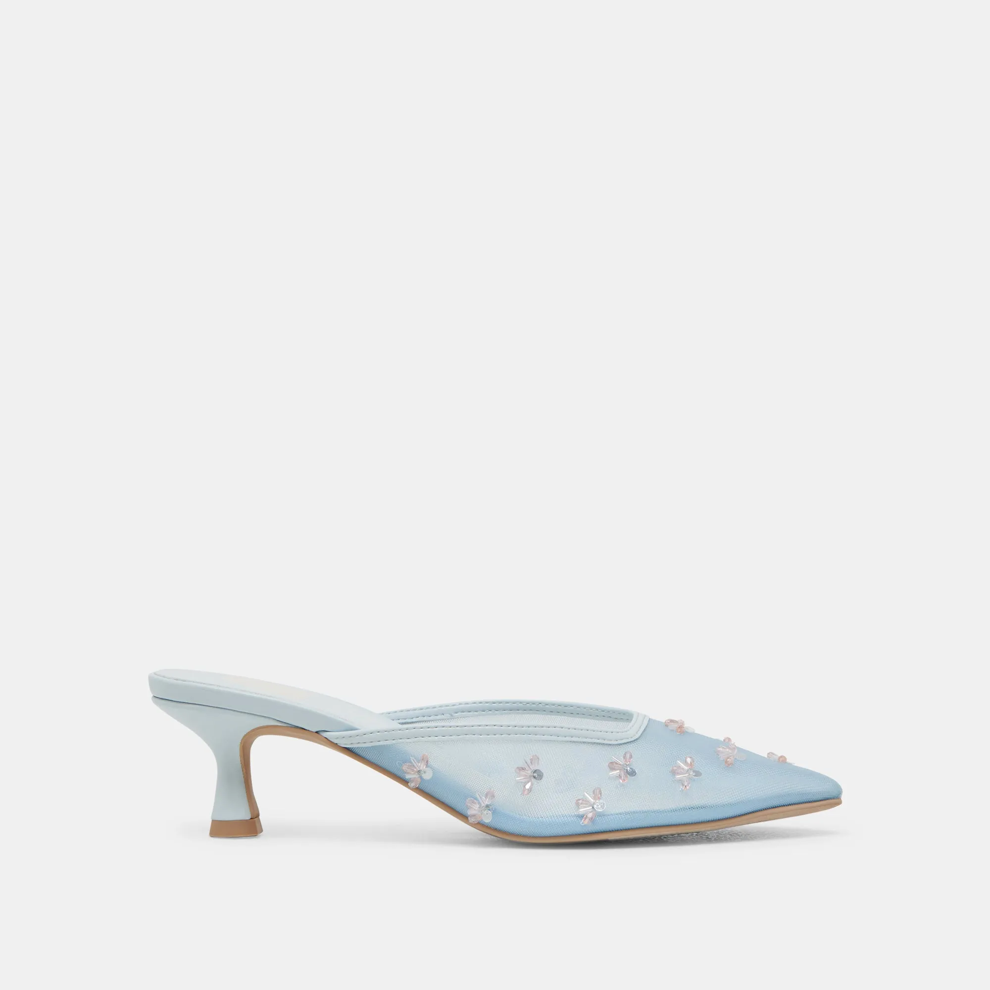 CLARA WIDE HEELS ICE BLUE MESH Casual Wedding Heels
