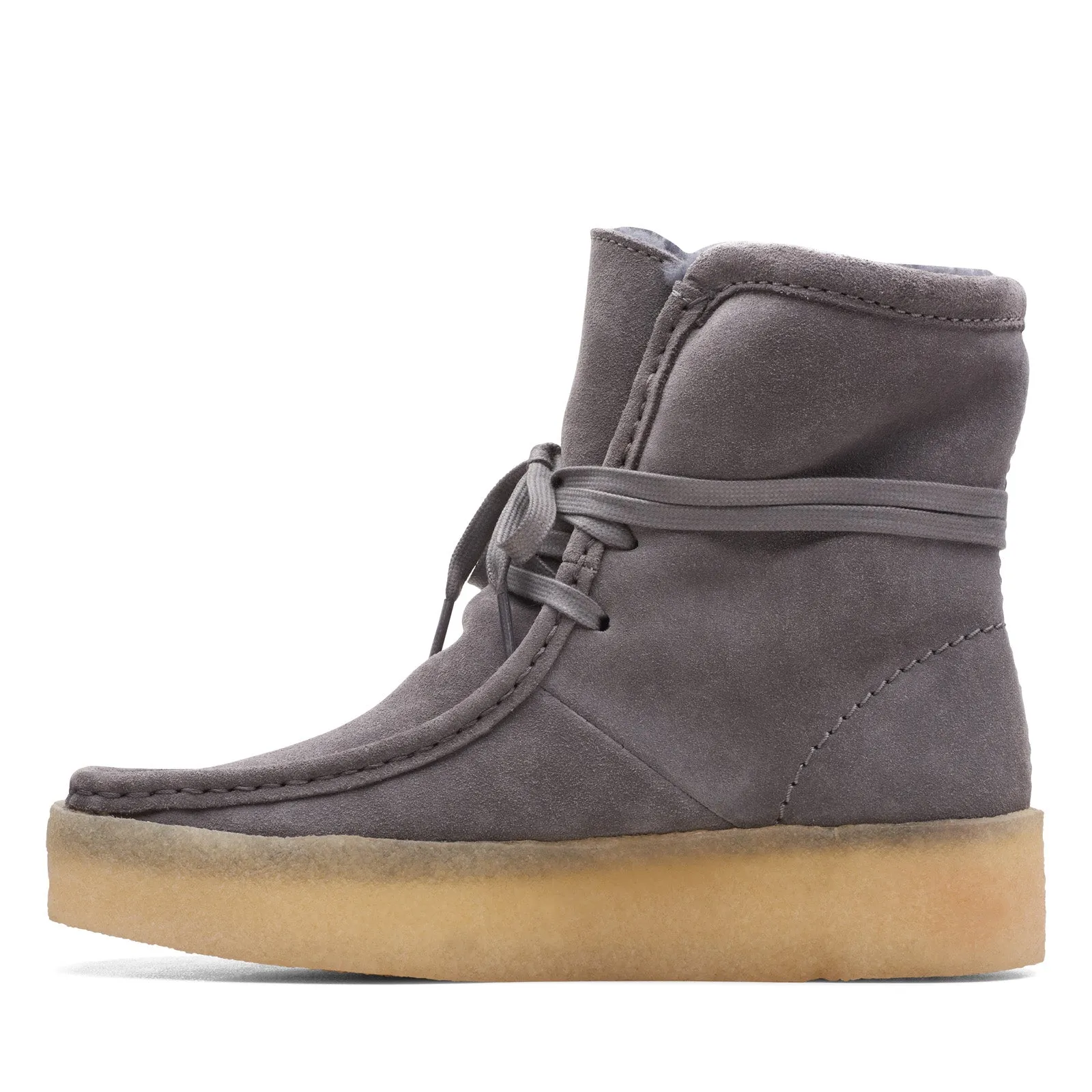 Clarks Wallabee Cup Hi 26168656 Womens Gray Suede Lace Up Casual Dress Boots Comfortable Design
