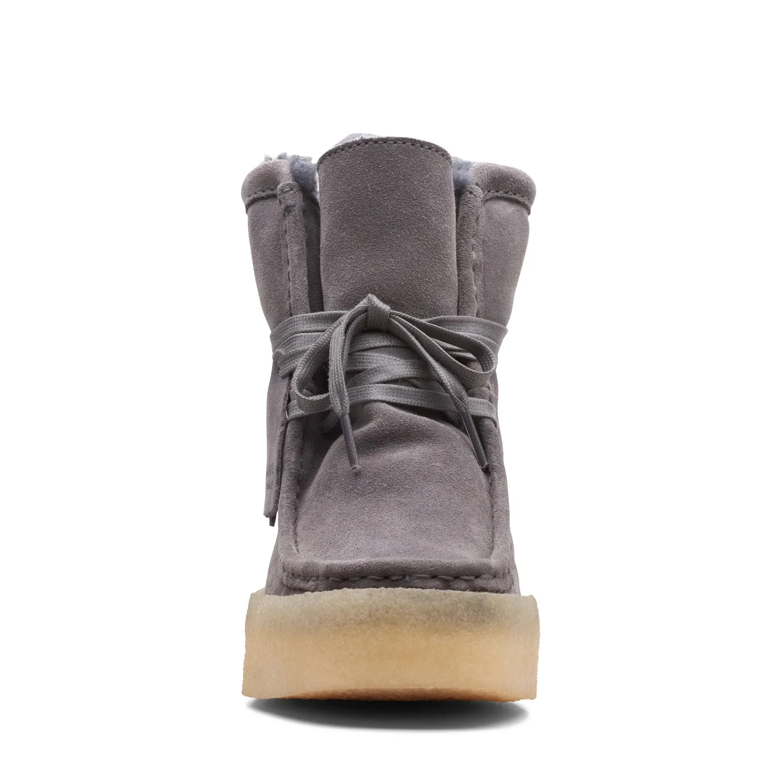 Stylish Perfect For Hiking Clarks Wallabee Cup Hi 26168656 Womens Gray Suede Lace Up Casual Dress Boots