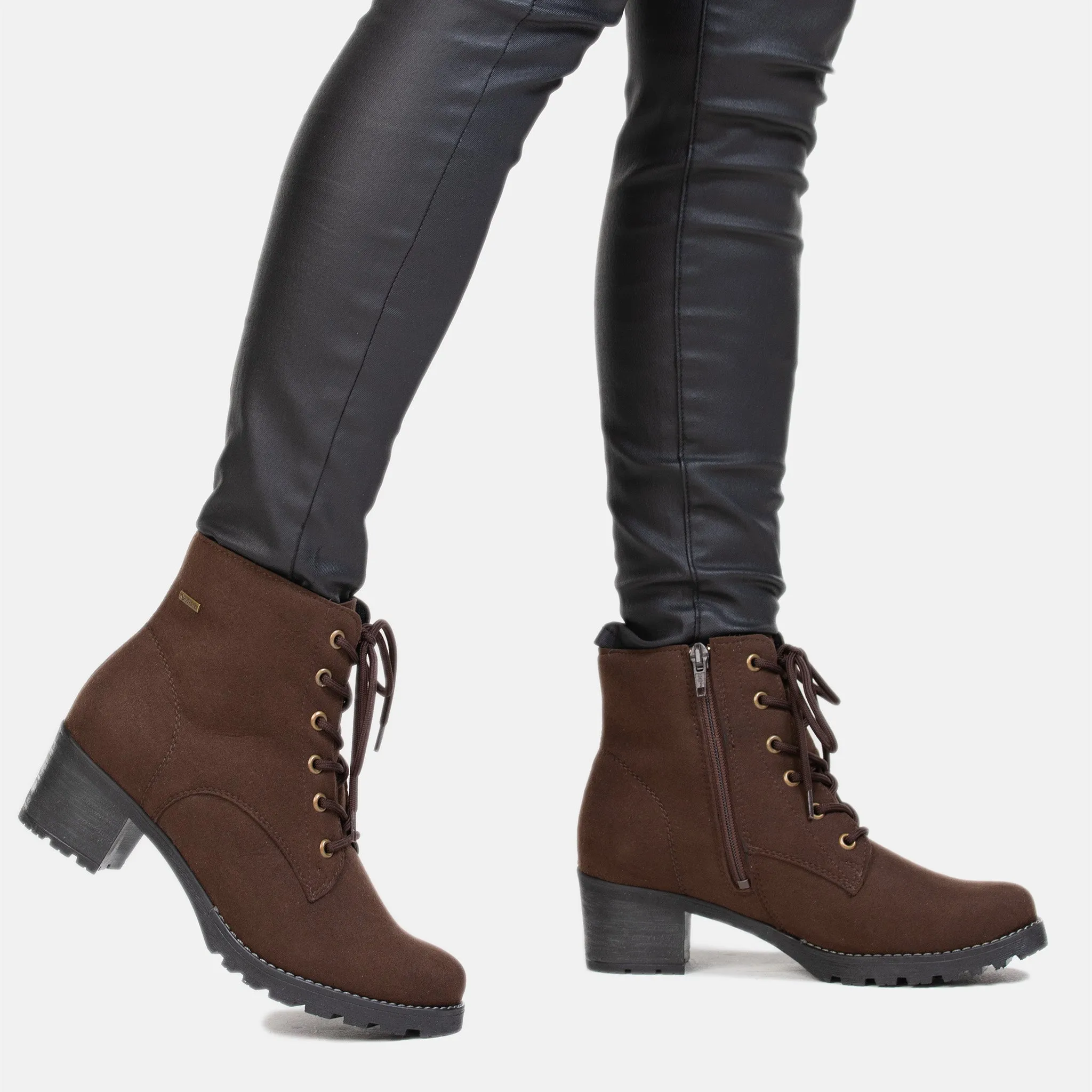 HEISI Women??s vegan GORE-TEX? heeled boots Leather Upper Heavy Duty Support