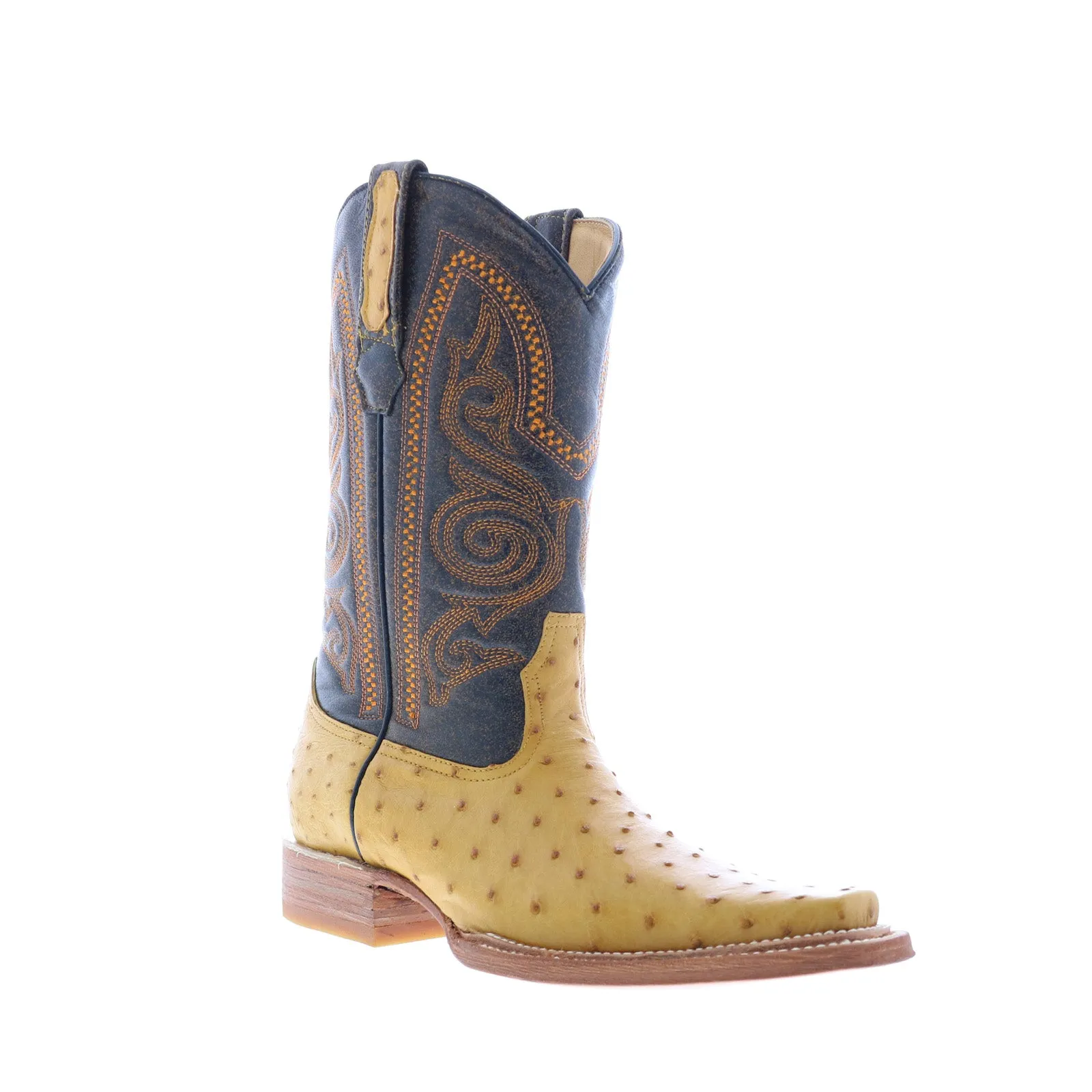 Los Altos Versace Style Ostrich 700302 Mens Yellow Wide Cowboy Western Boots Premium Support