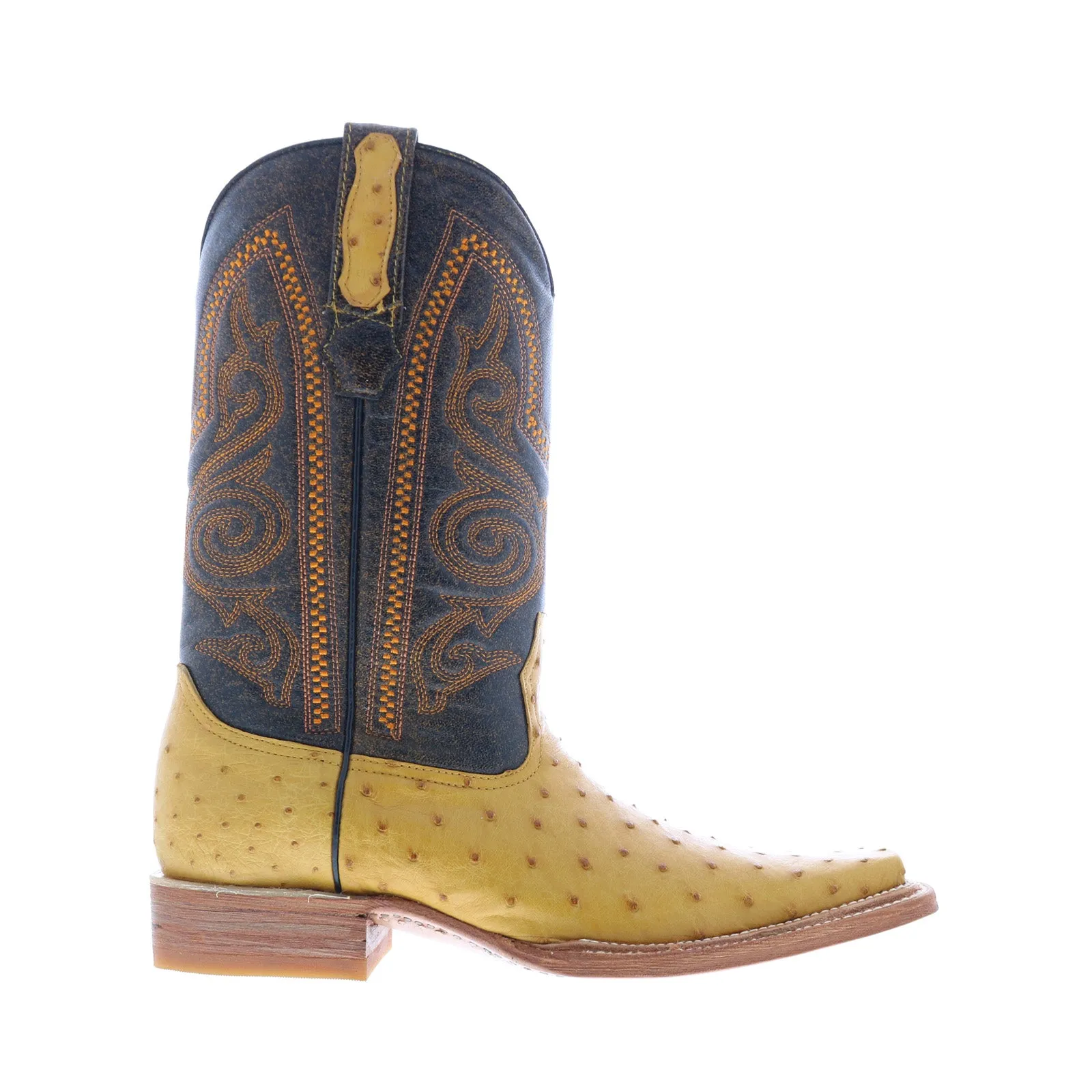 Built For Adventure High Arch Los Altos Versace Style Ostrich 700302 Mens Yellow Wide Cowboy Western Boots
