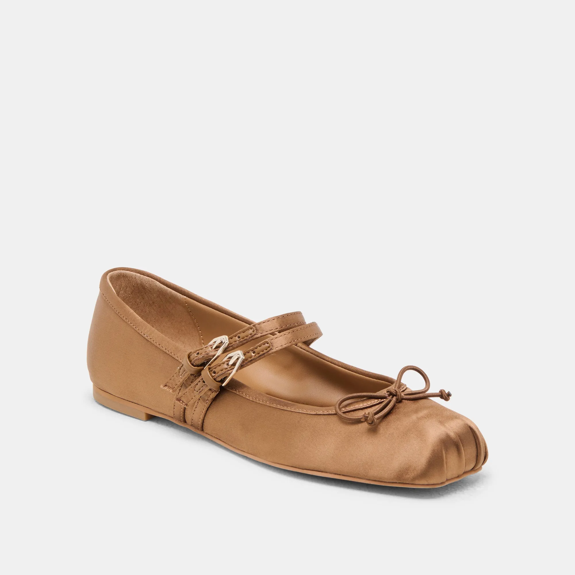Hidden Walk Lesson Step GIBSEN BALLET FLATS MID BROWN SATIN