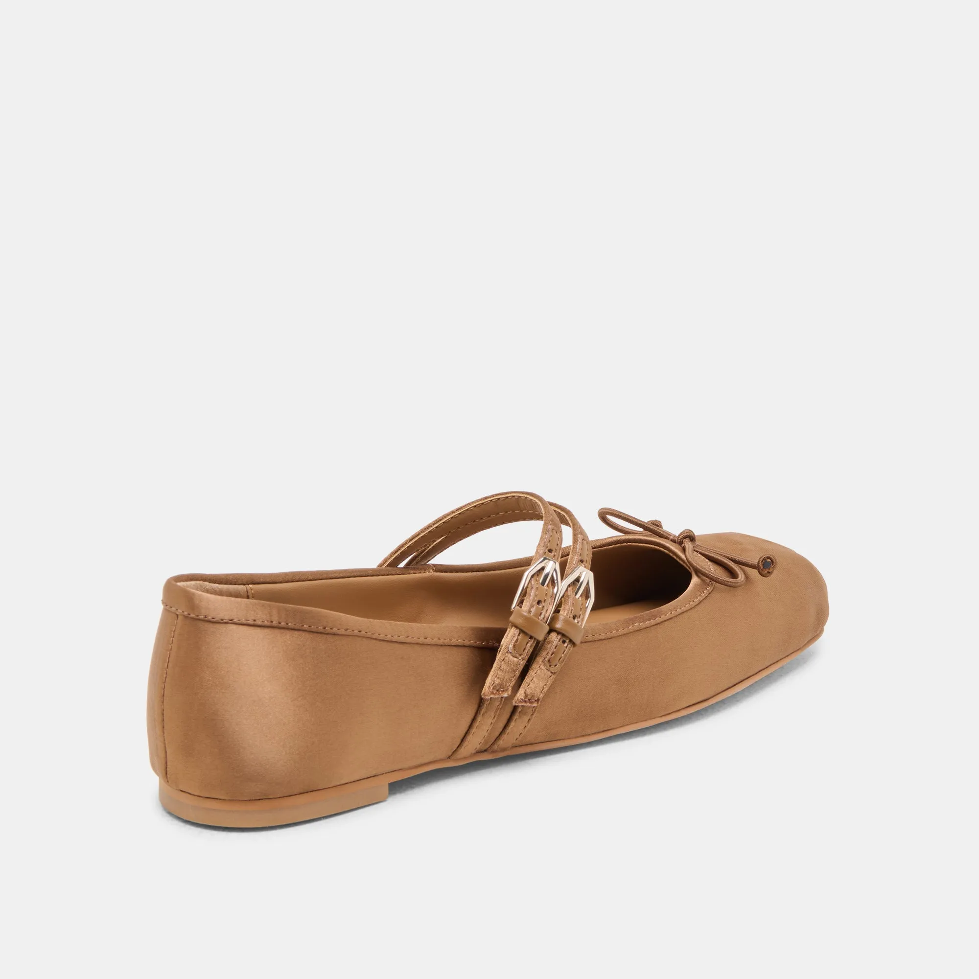 GIBSEN BALLET FLATS MID BROWN SATIN Wild Walk Soft Construction