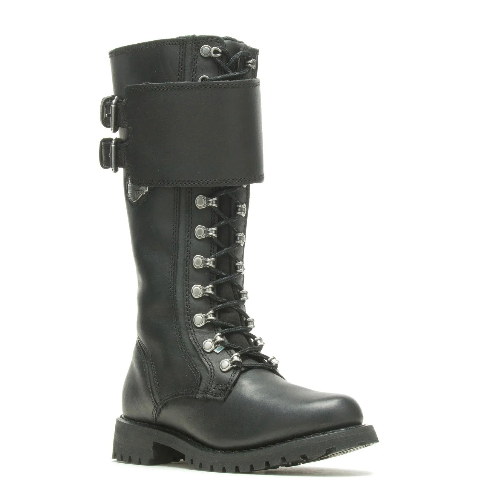 Harley-Davidson Grimes 12" Lace D87205 Womens Black Leather Motorcycle Boots Non Slip