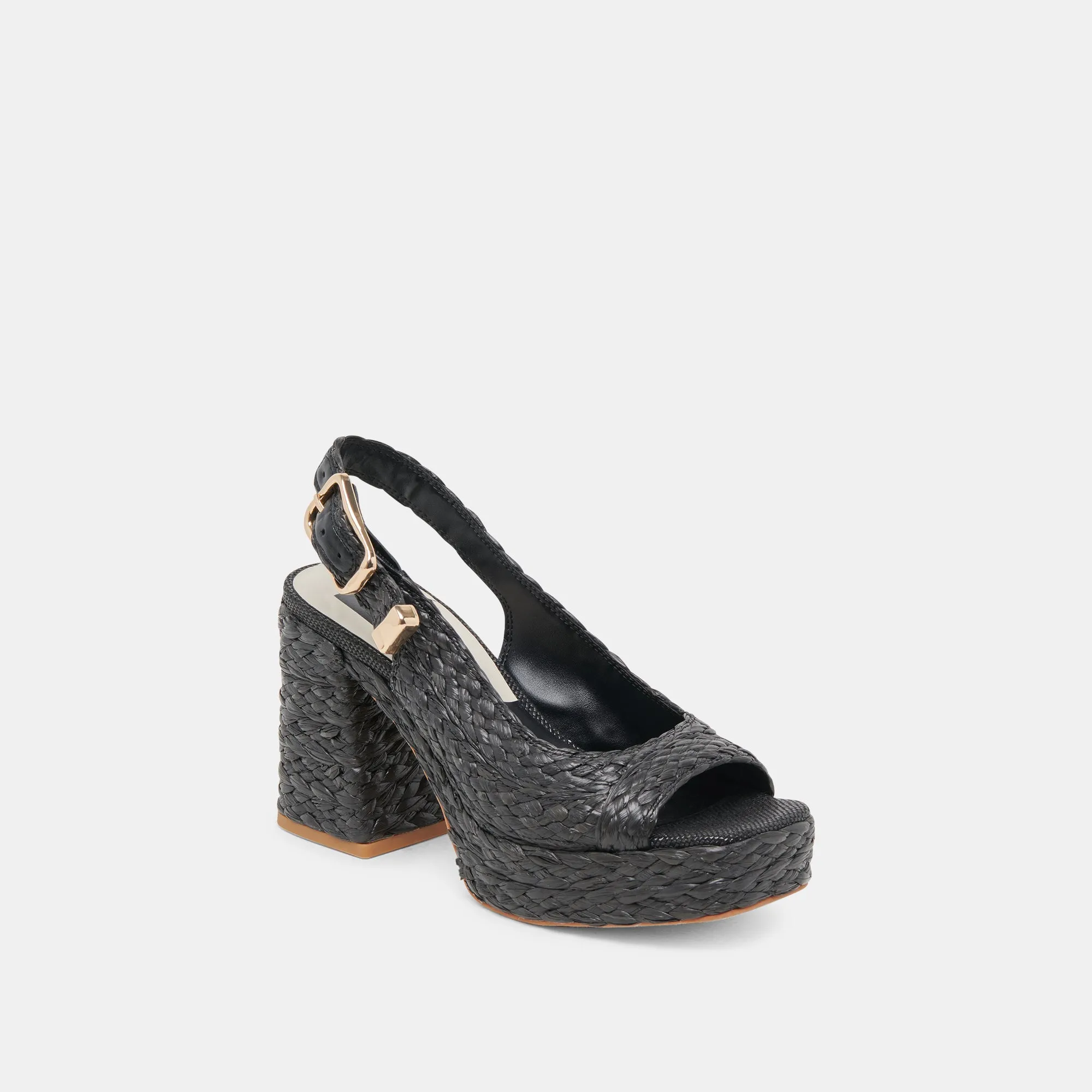FLORES HEELS ONYX RAFFIA Comfortable to wear Satin Wedding Shoes