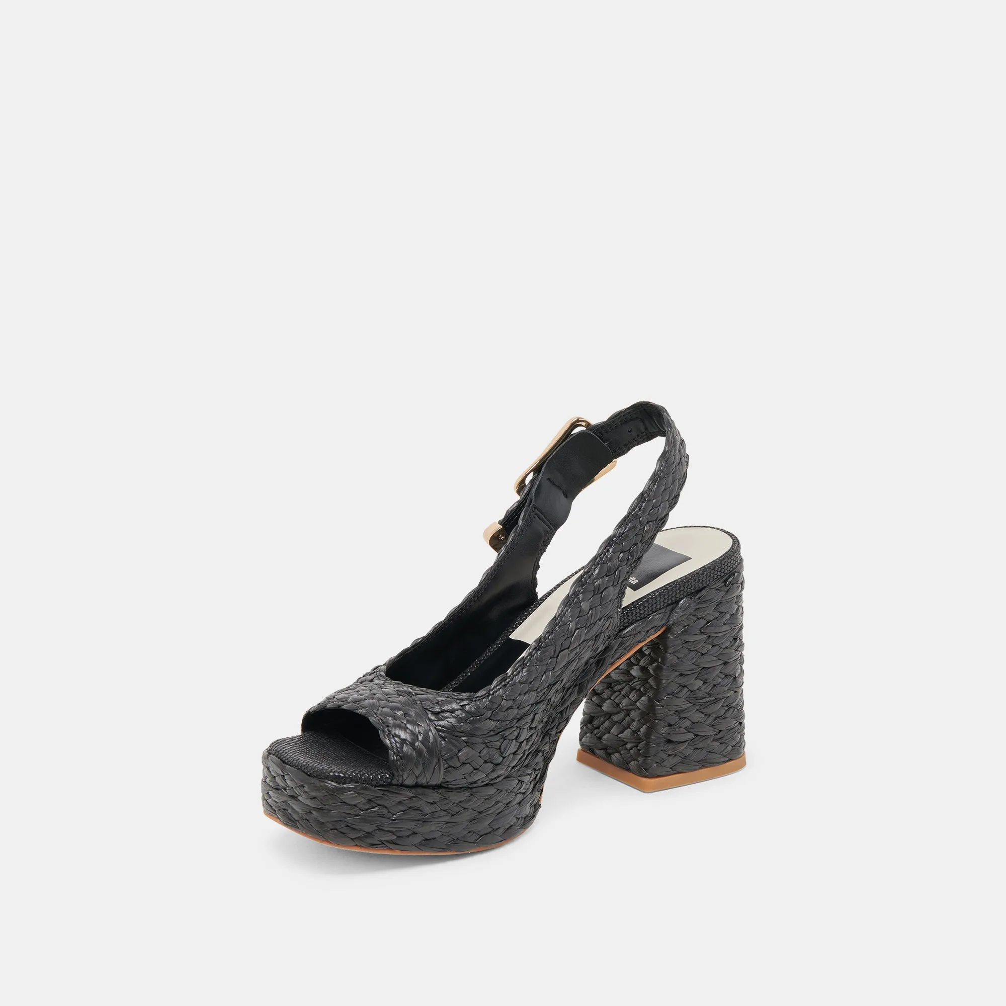 FLORES HEELS ONYX RAFFIA Heeled Evening Sandals Summer Wedding Heels