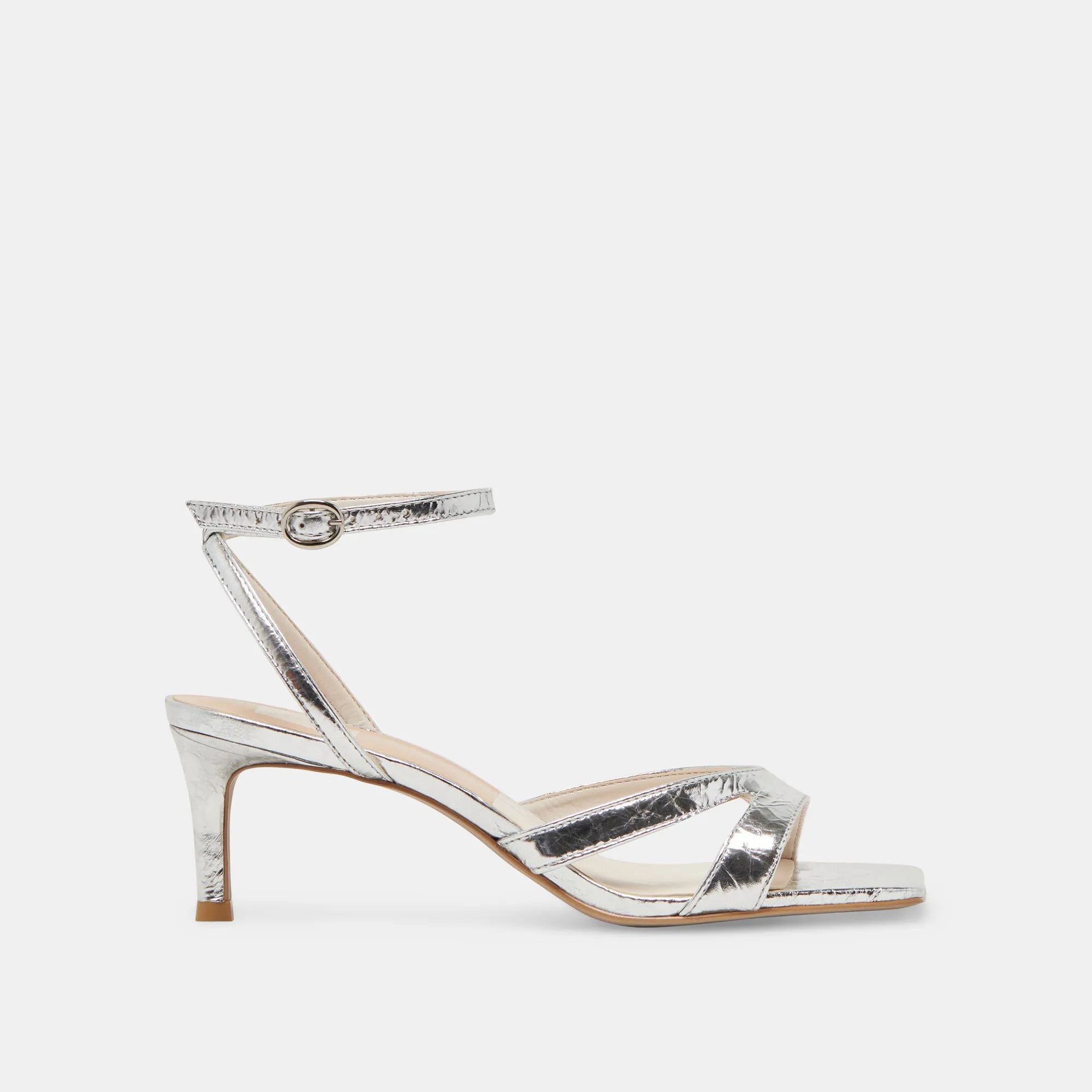 BECKI HEELS SILVER DISTRESSED LEATHER Retro Sandals Shock Resistant