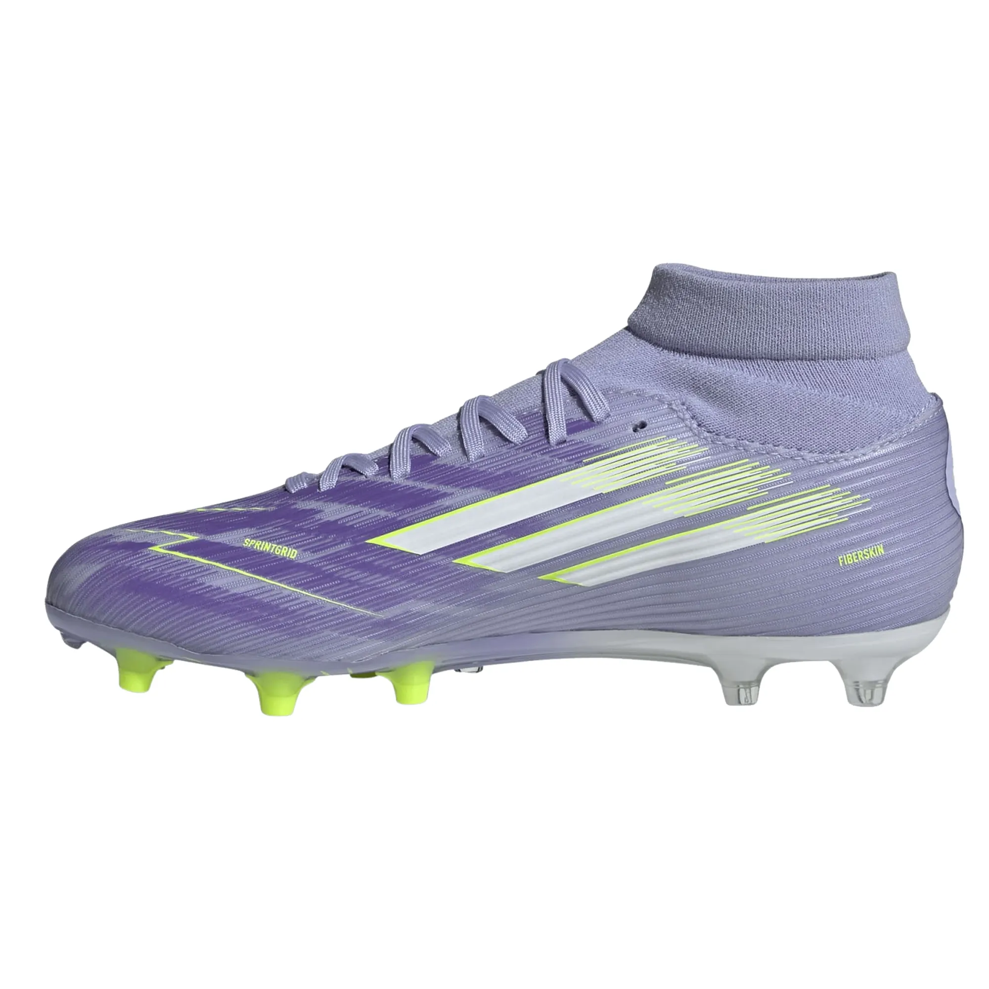 adidas Womens F50 Sparkfusion League FG/MG Soccer Cleats (Lucid Lemon/Purple Rush) High Traction