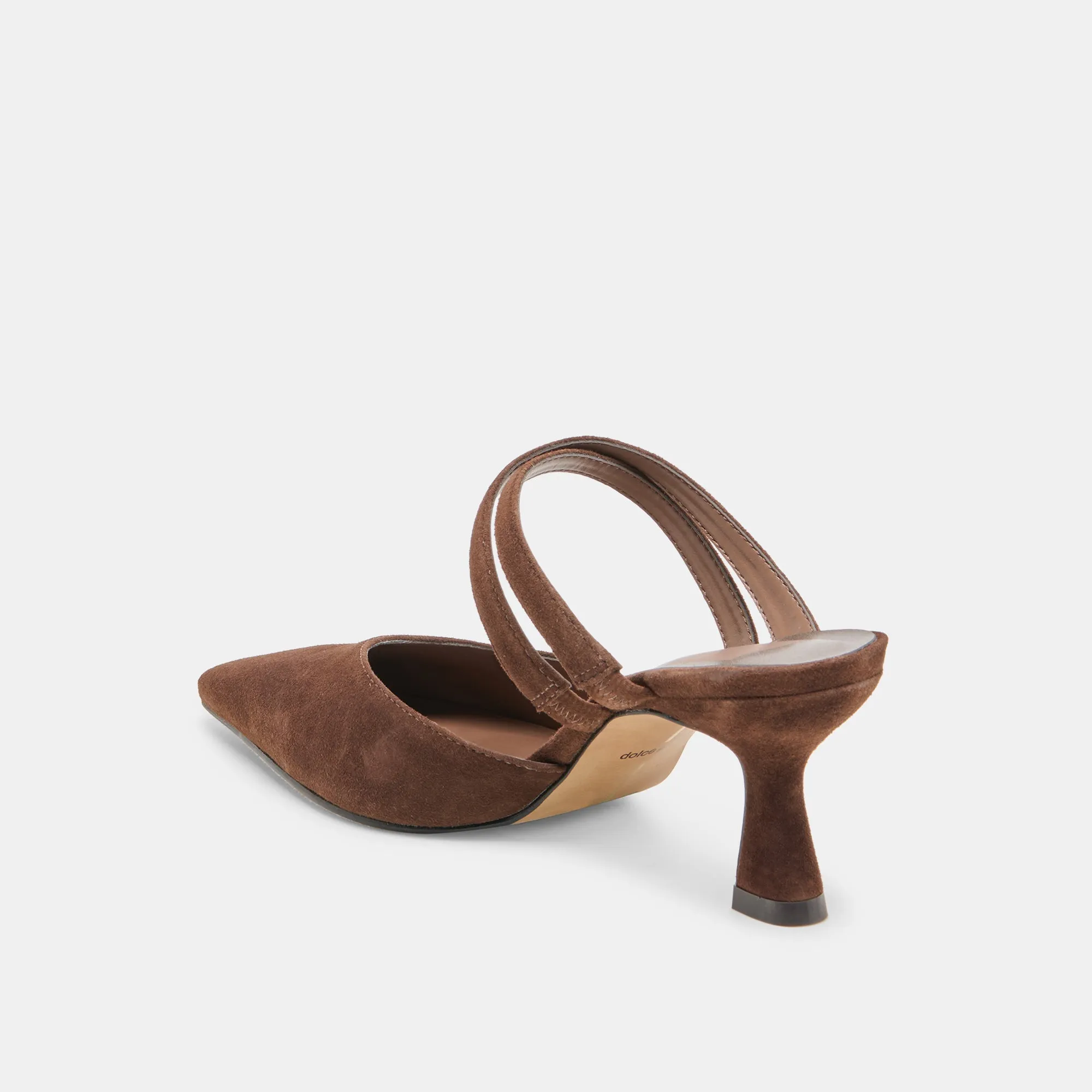 LINORE HEELS DK BROWN SUEDE Cushioned