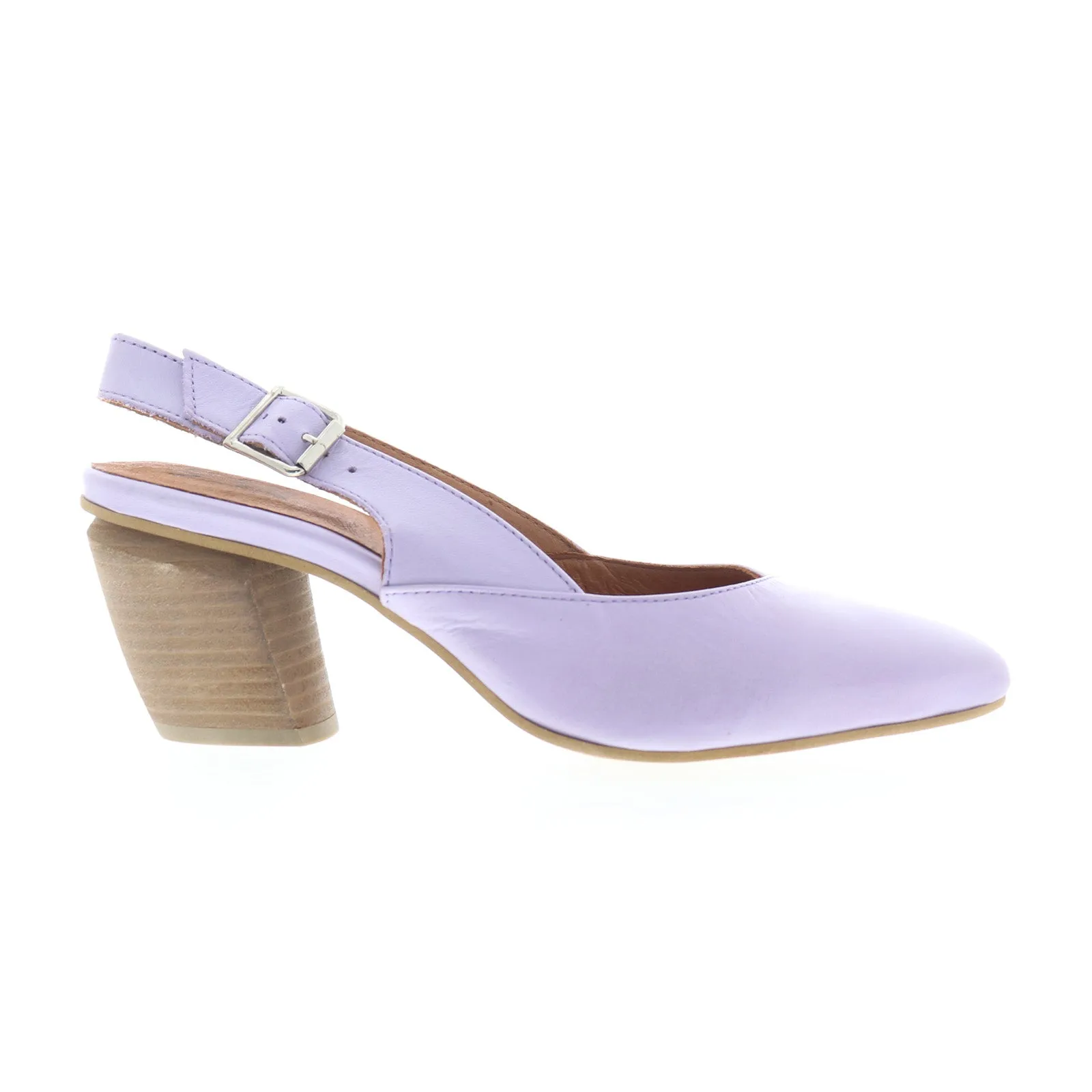 Miz Mooz Aurora Womens Purple Leather Hook & Loop Slingback Heels Shoes Fashion Heels for Summer