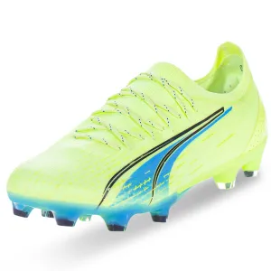 Puma Ultra Ultimate FG/AG Soccer Cleats (Fizzy Light/Parisian Blue) Synthetic Mesh Quick Cut