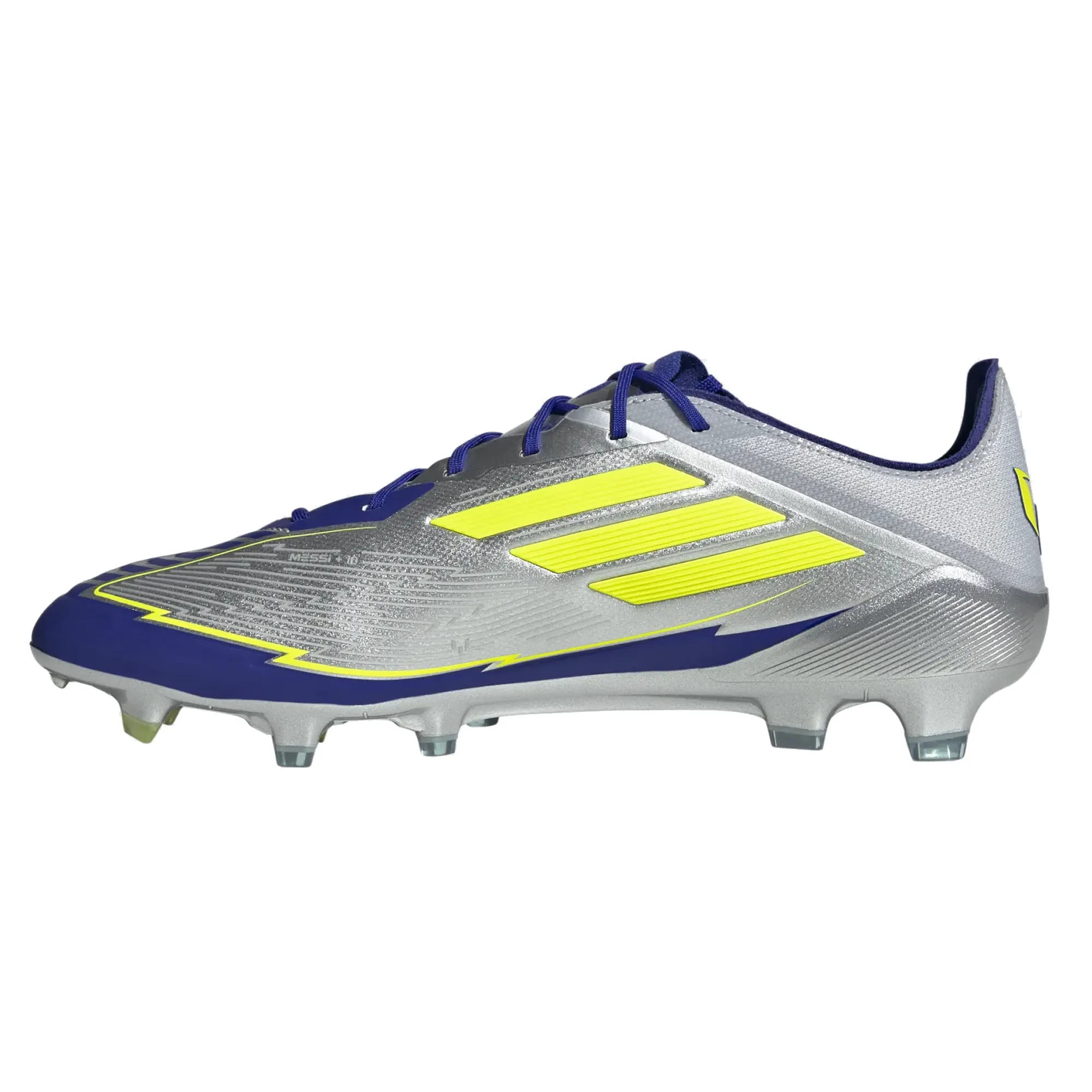 Endurance Play adidas F50 Messi Elite FG Soccer Cleats (Silver Metallic/Lucid Blue)