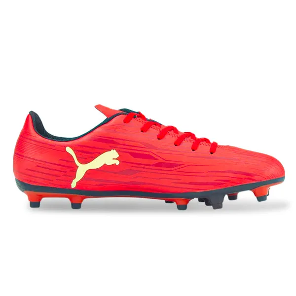 Puma Rapido III FG/AG Soccer Cleats (Red/Fresh Yellow/Chili Pepper) Shock Absorb Hard Ground