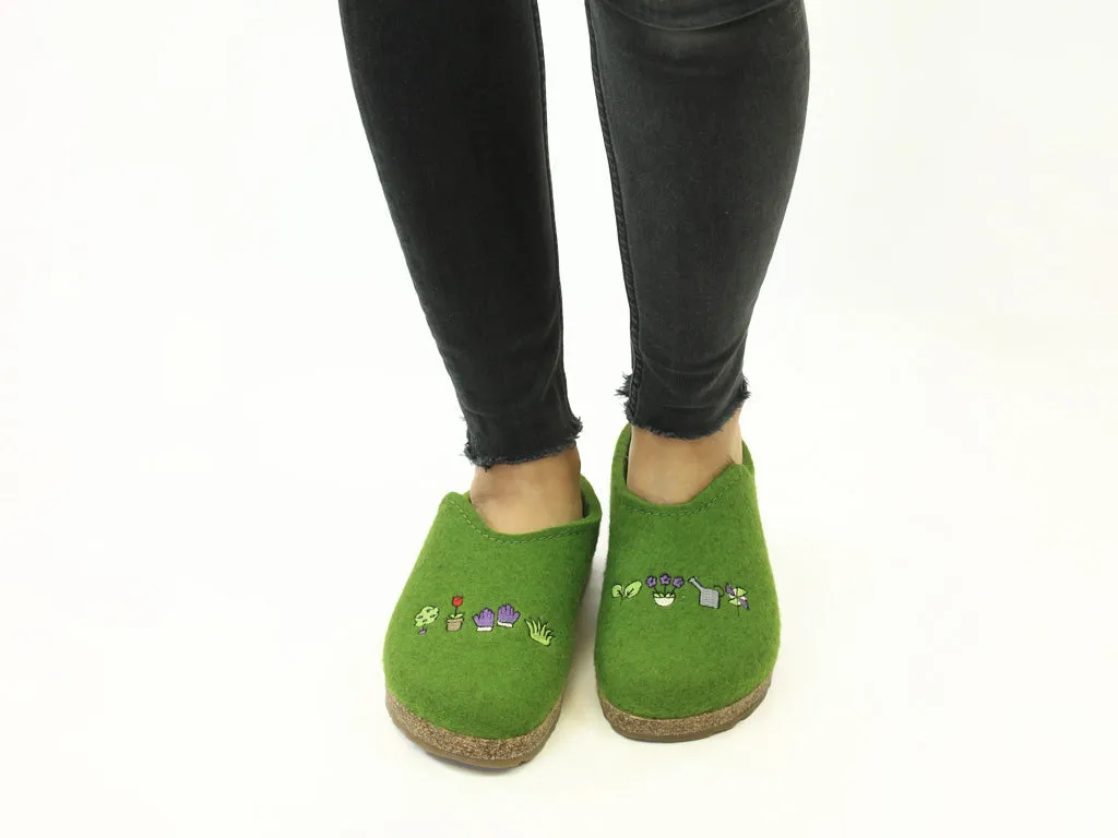 Haflinger Clogs Grizzly Gardening Green Fiber Mix