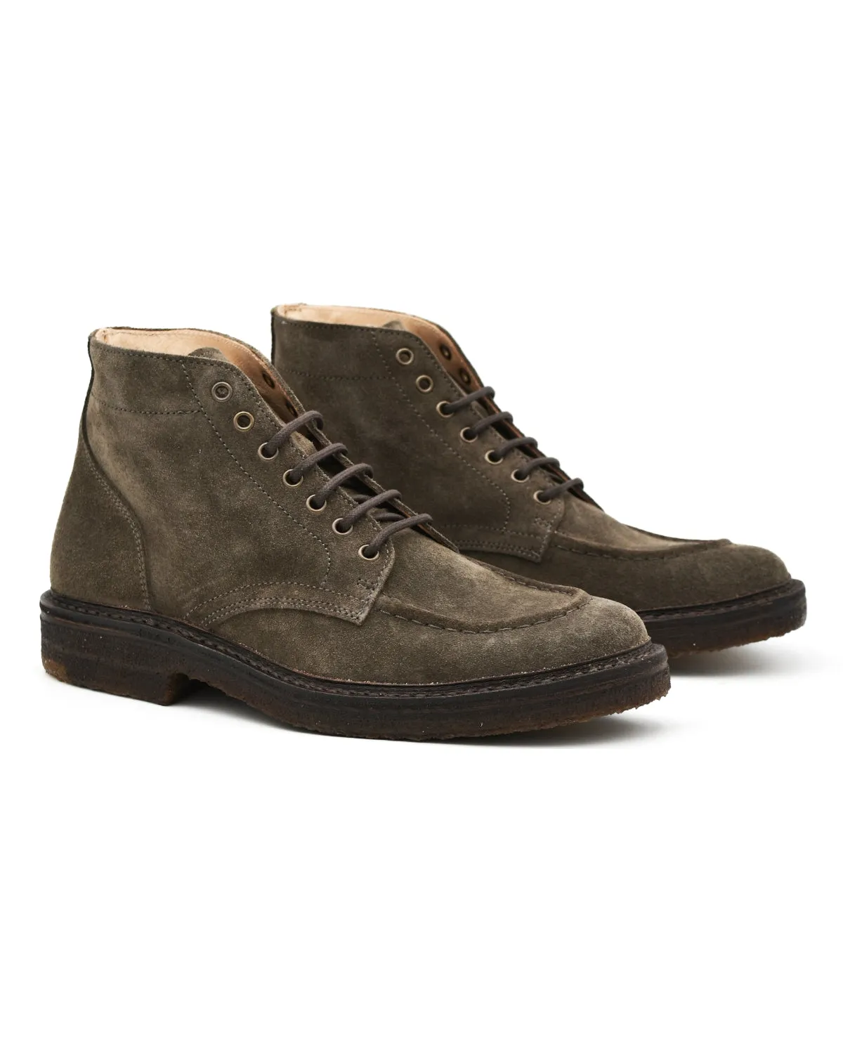 Crystal Glow Astorflex Nuvoflex Mocc Toe Boot in Dark Khaki Suede