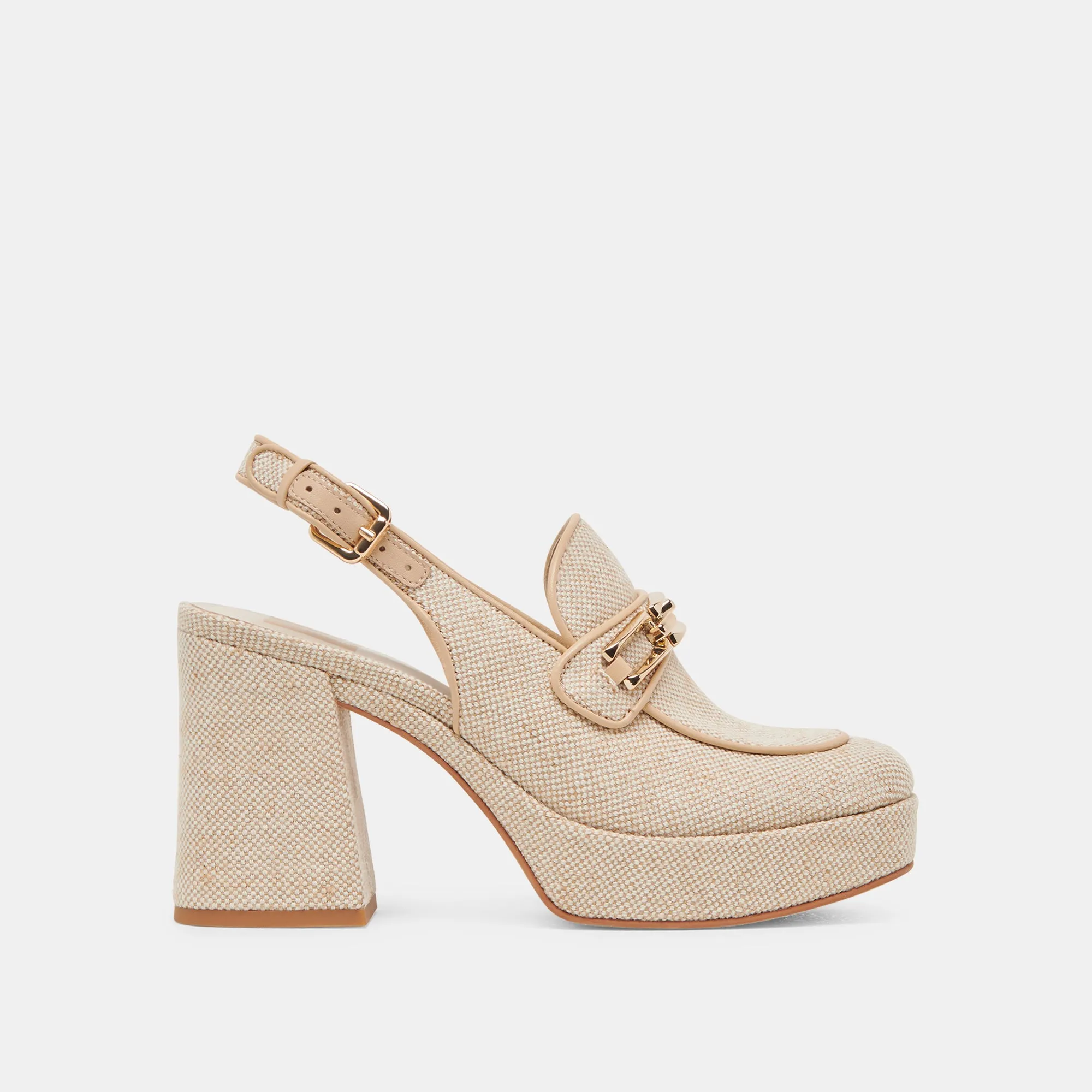 Foot Stability Comfortable Footwear SIRUS HEELS SANDSTONE WOVEN