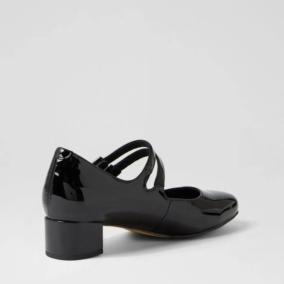 Evening Heels for Bridesmaids Comfortable Pumps ZIERA KAROLY BLACK PATENT