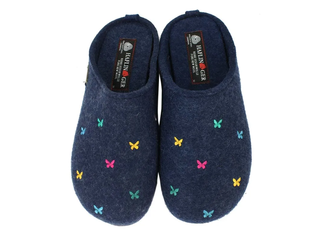 Velvet Rich Haflinger Slippers Everest Butterflies Jeans