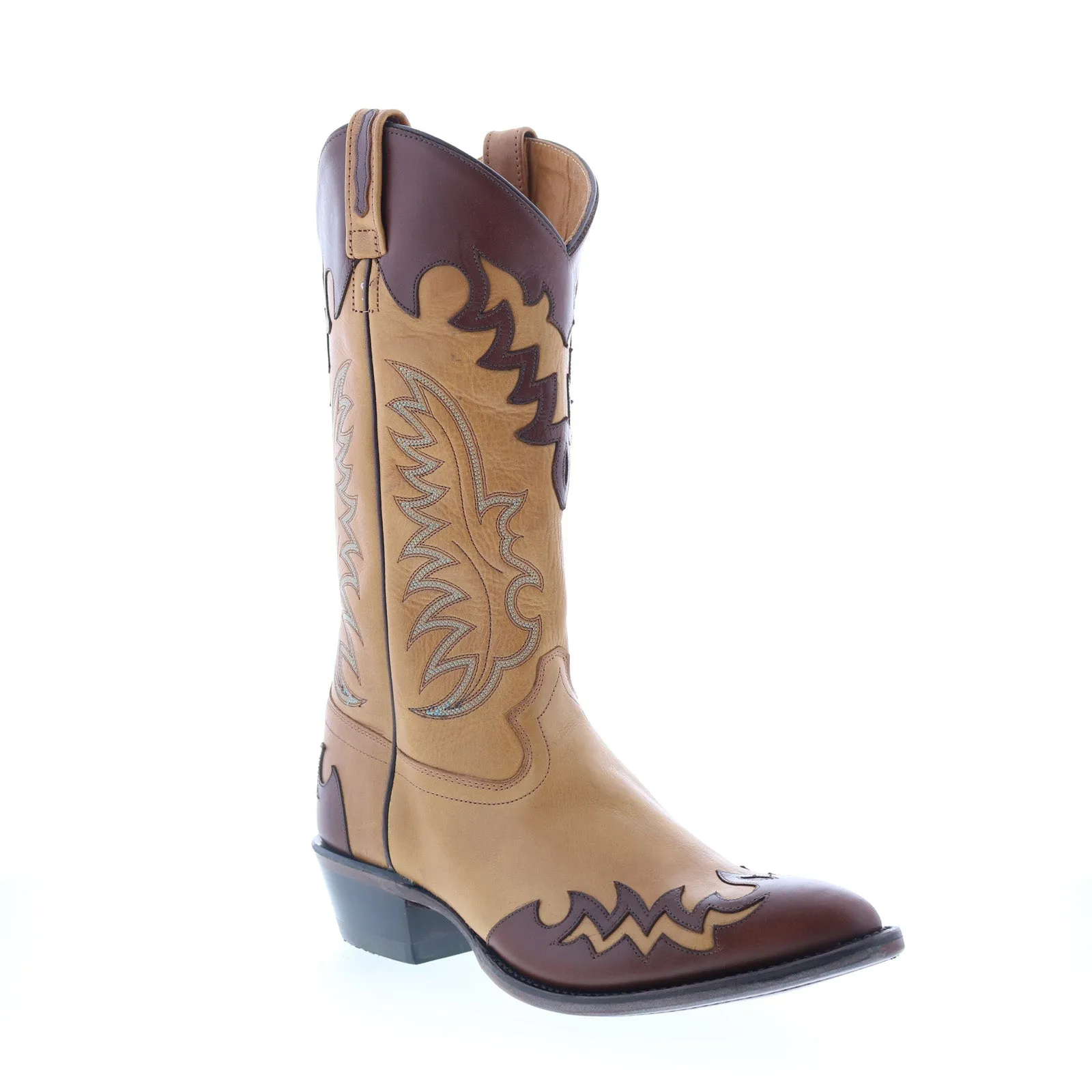Construction Worker Jama Old West 5505 Mens Brown Wide Leather Cowboy Western Boots