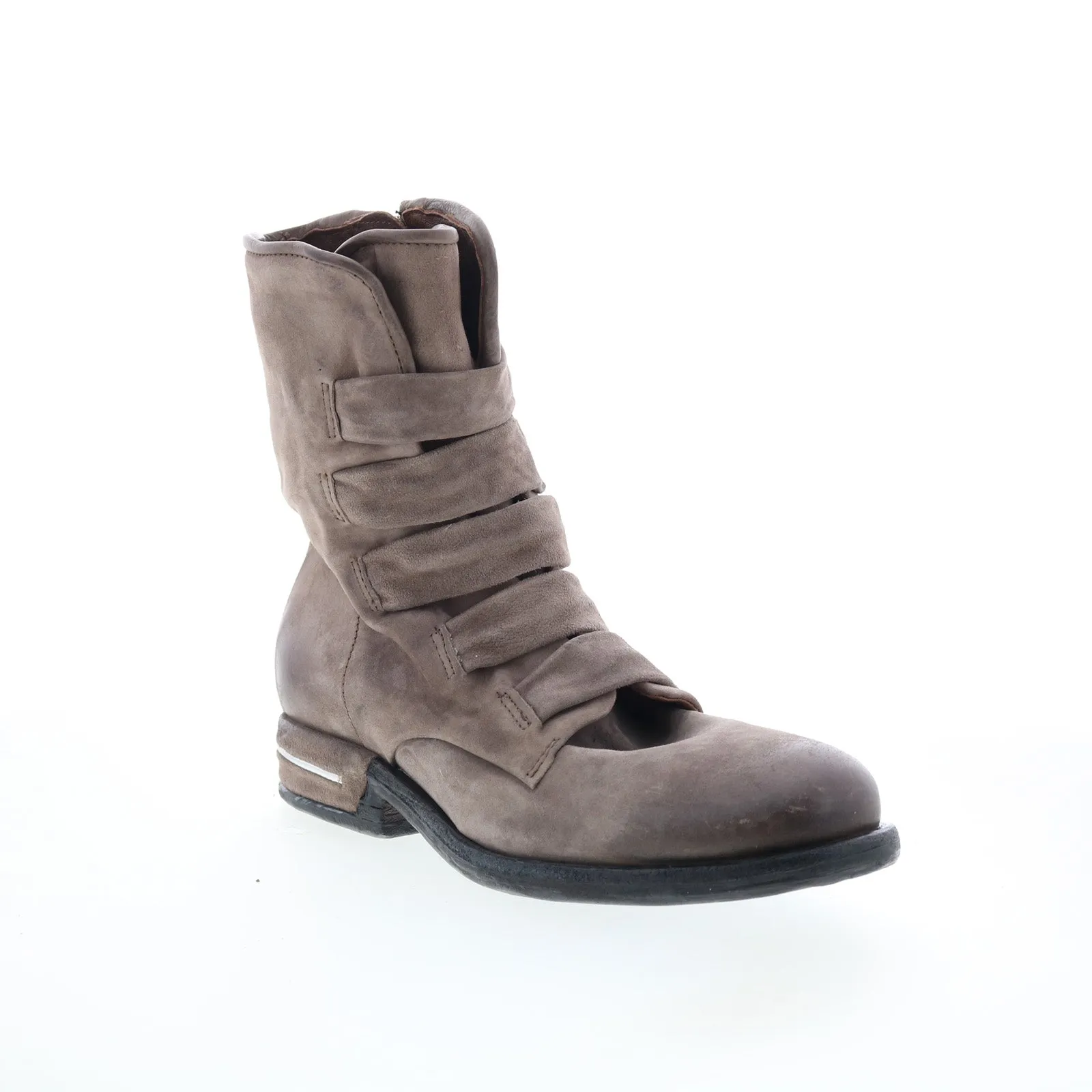 A.S. 98 Traver Womens Gray Leather Zipper Casual Dress Boots Slip Resistant Canvas Upper