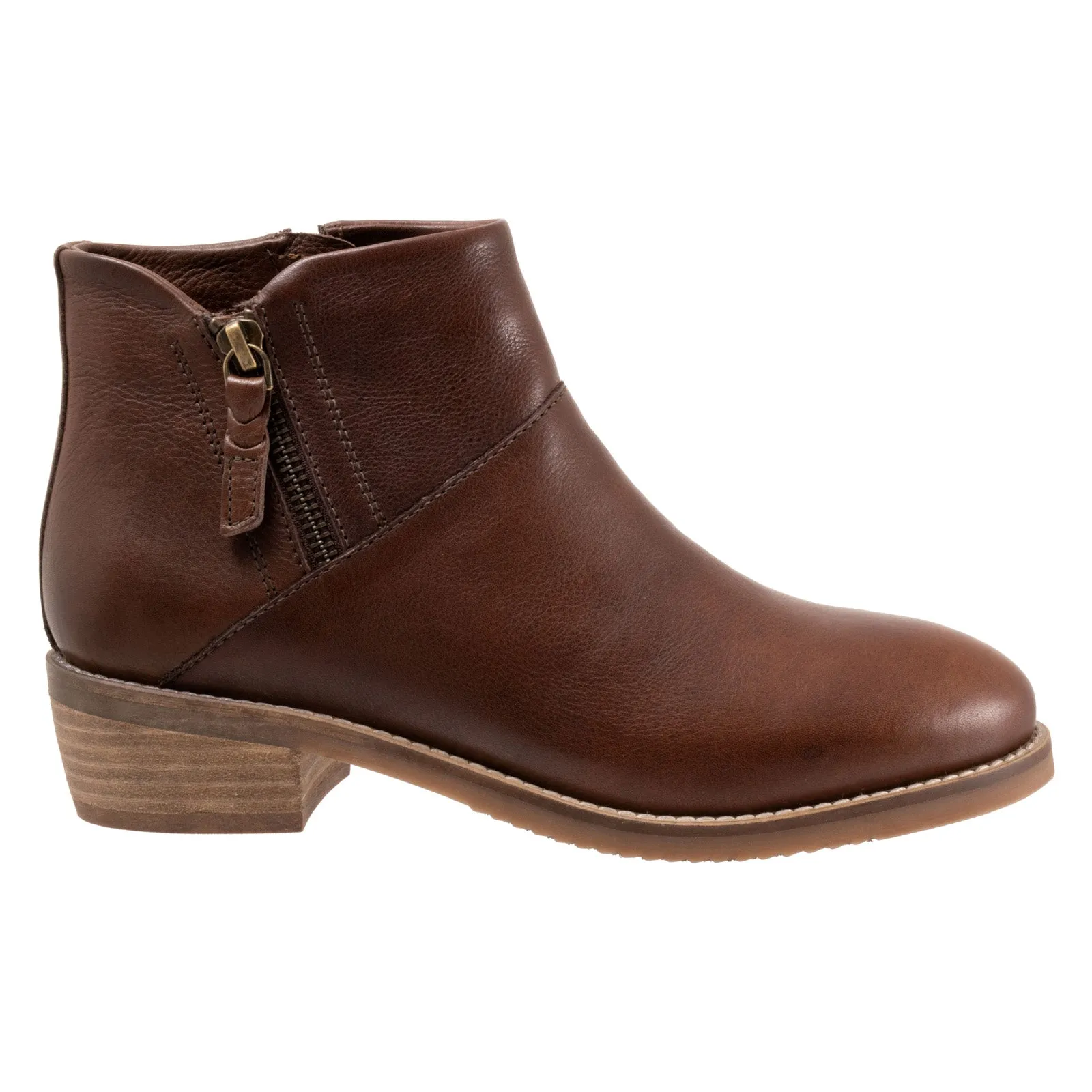 Softwalk Roselle S2256-200 Womens Brown Wide Leather Ankle & Booties Boots Step Control
