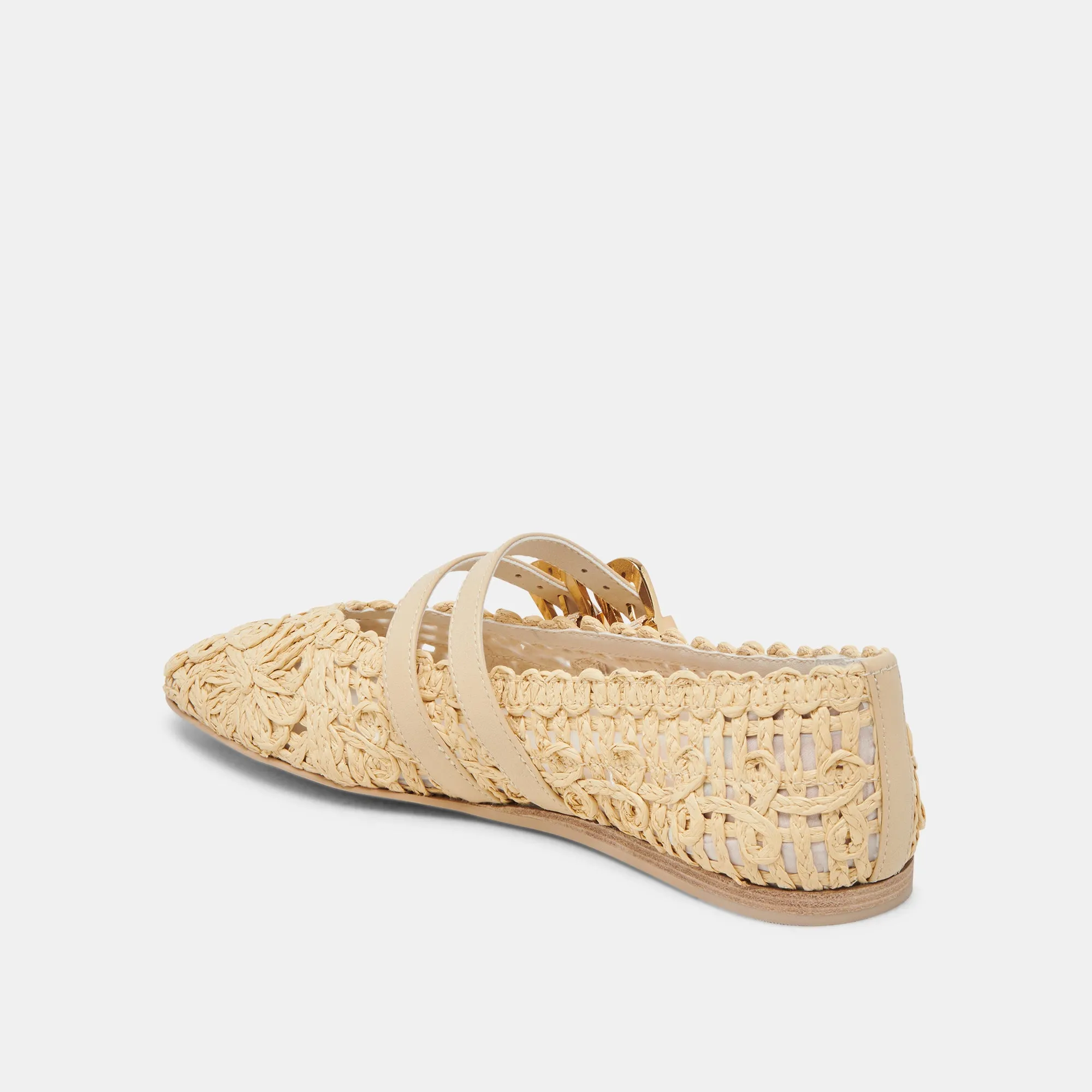 BAYLEE SUNFLOWER WIDE BALLET FLATS LT NATURAL MACRAME Grass Walk Moisture Wick