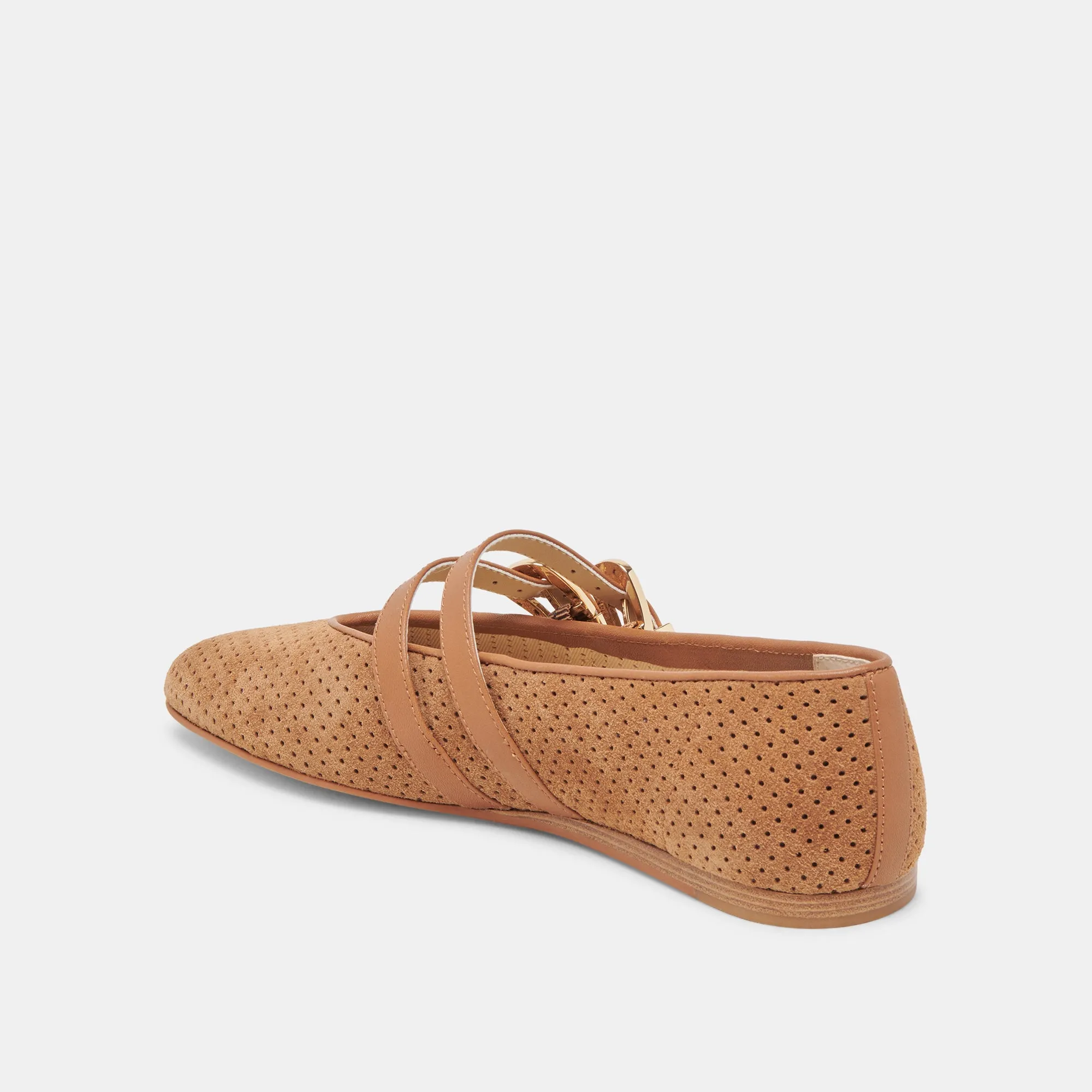 BAYLEE WIDE BALLETS FLATS PECAN PERFORATED SUEDE Workhorse Footwear Trend Lane
