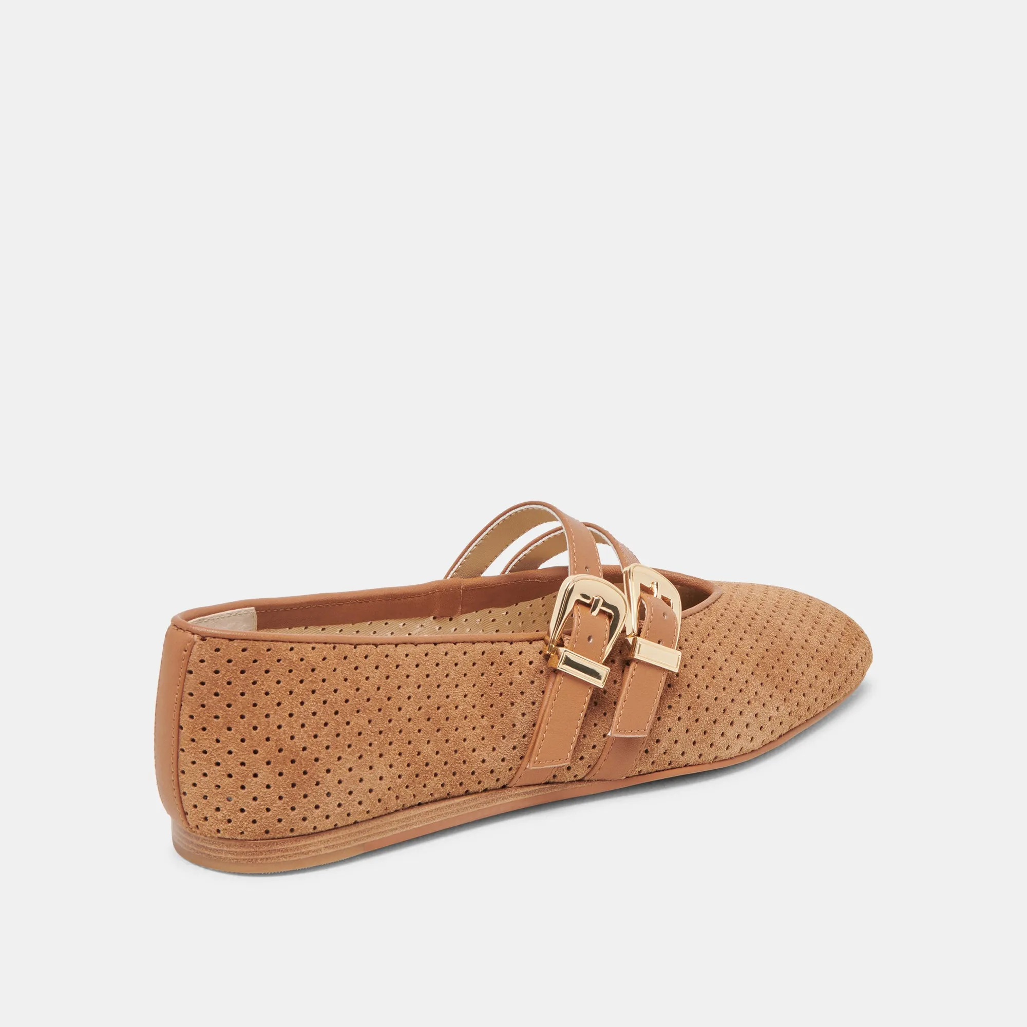 Outdoor Go Odor Control Footwear BAYLEE WIDE BALLETS FLATS PECAN PERFORATED SUEDE