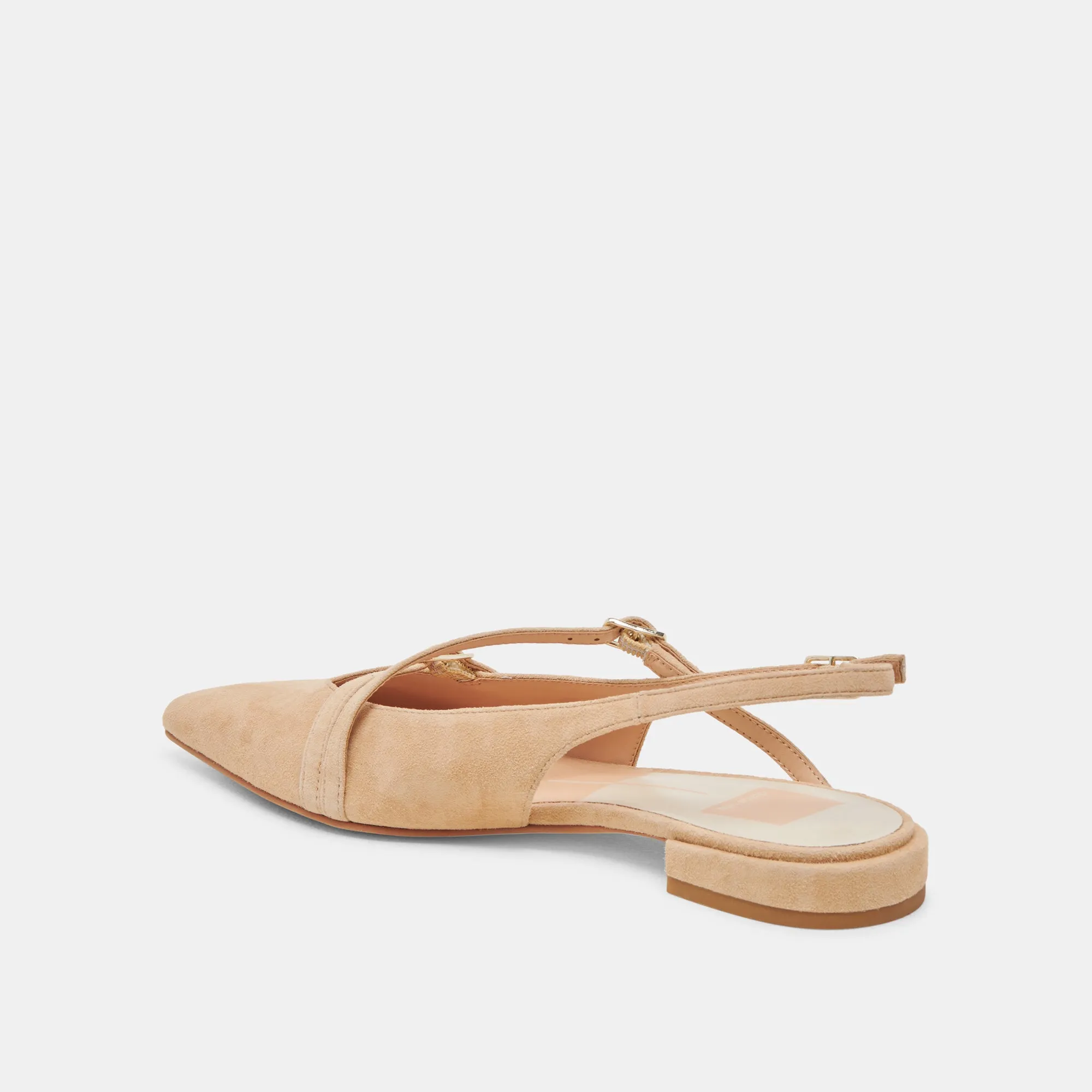 PAMLA FLATS TAN SUEDE Roomy Toe Box Design