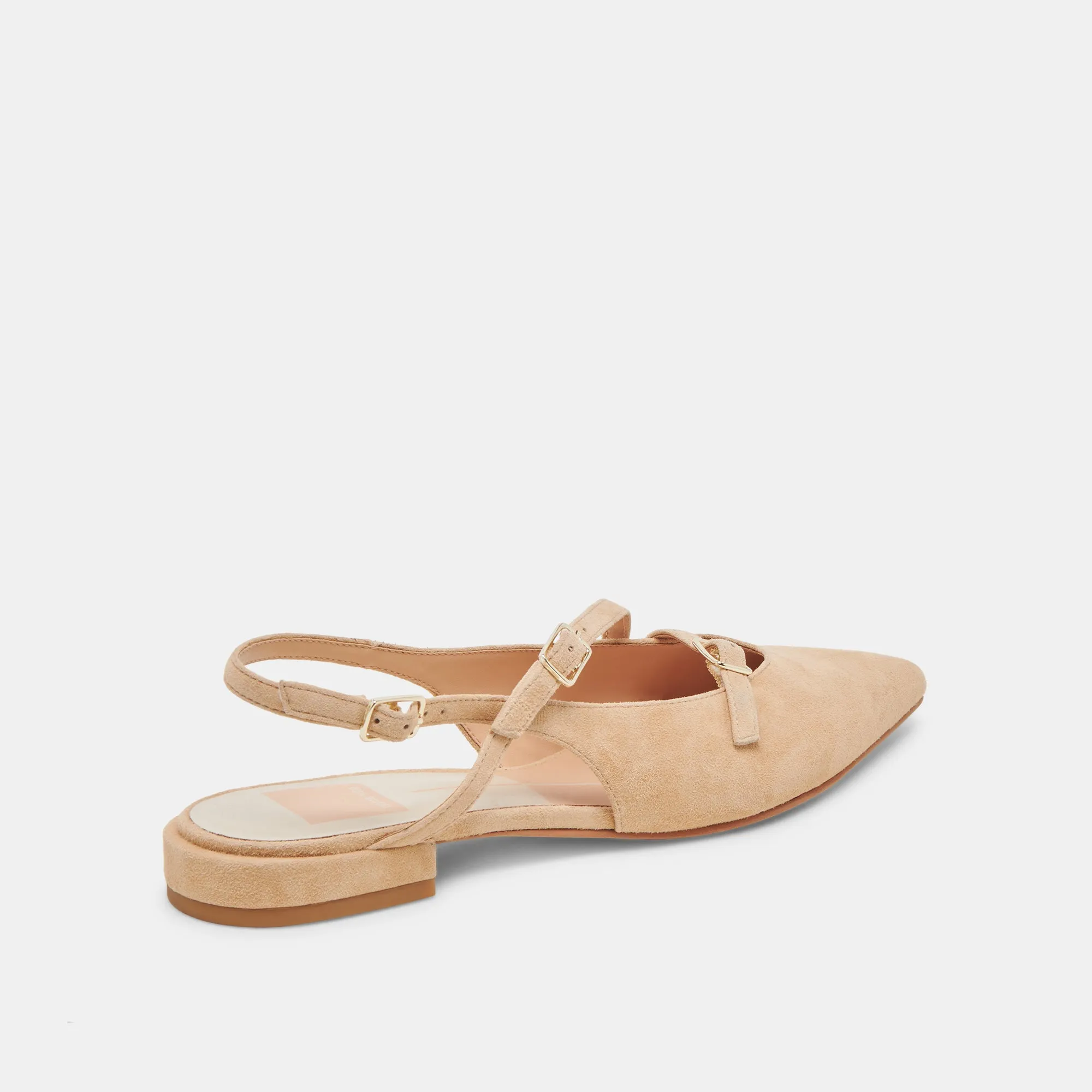 PAMLA FLATS TAN SUEDE Slip Resistant Soles