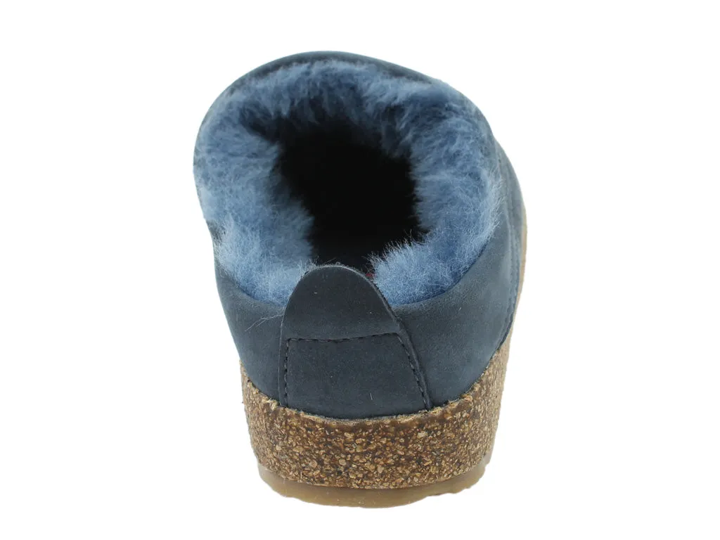 Palm Base Haflinger Clogs Sheepskin Snowbird Navy