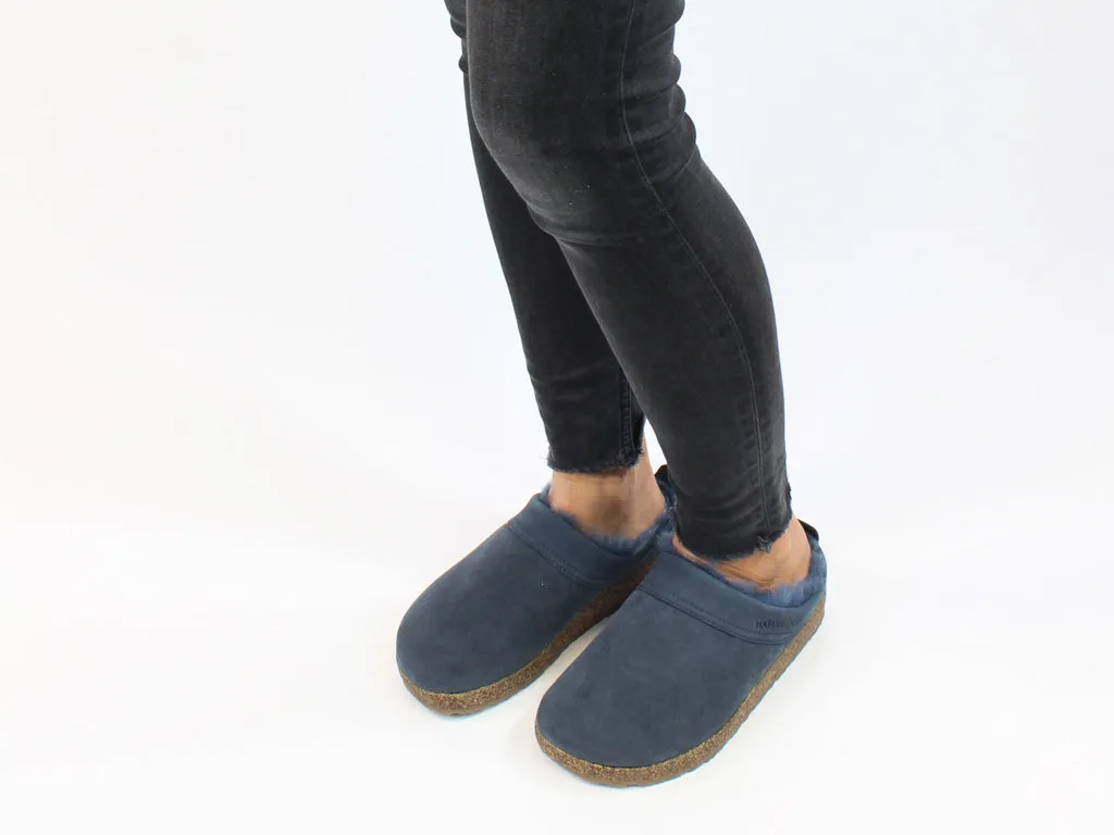 Haflinger Clogs Sheepskin Snowbird Navy Wardrobe Base