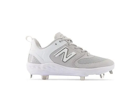 New Balance Women's VELO v3 Metal Fastpitch Softball Cleats - Grey with White - SMVELOG3 Unbeatable fit Dynamic Comfort