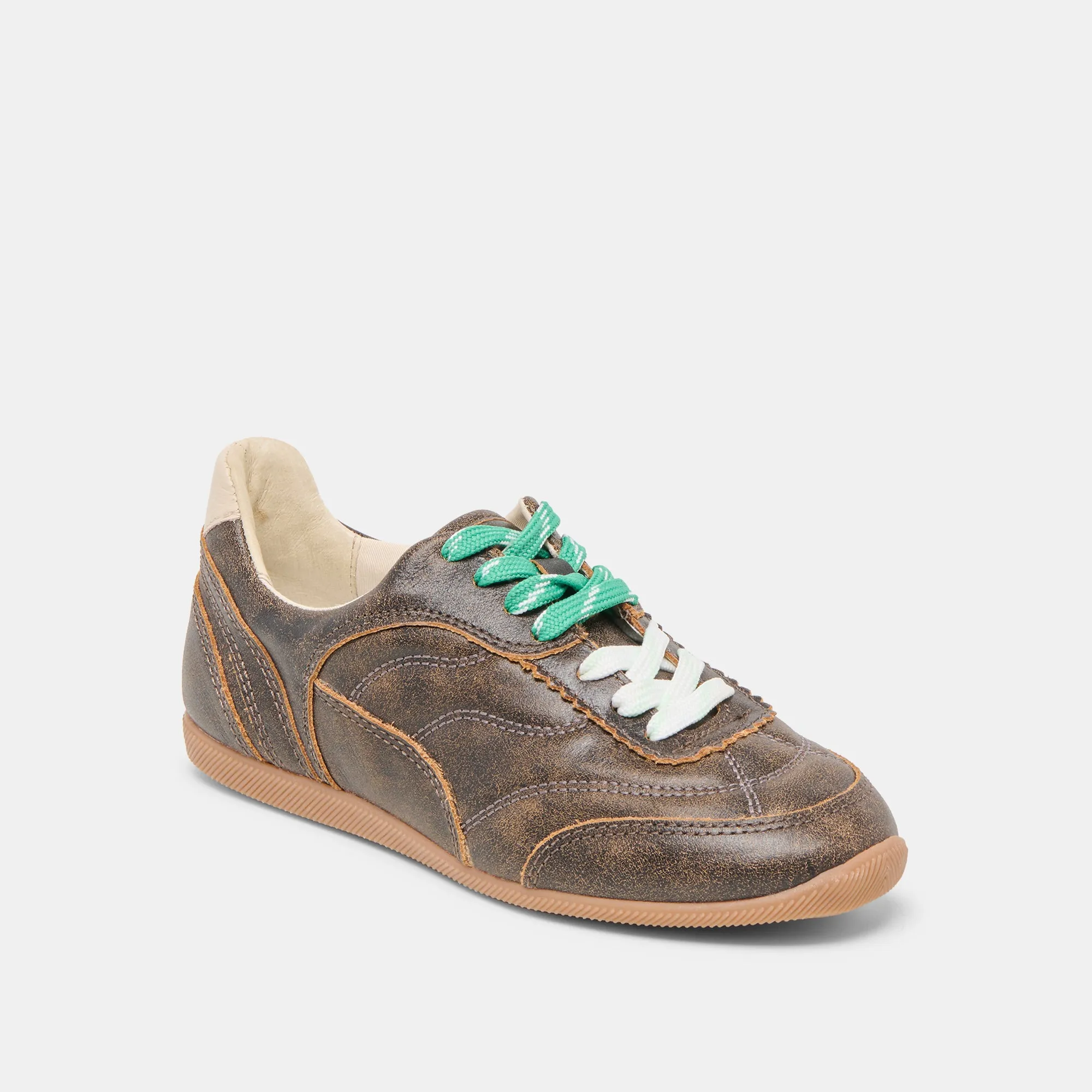 Durable flexibility Elevated durability LAINI SNEAKERS BROWN DISTRESSED LEATHER