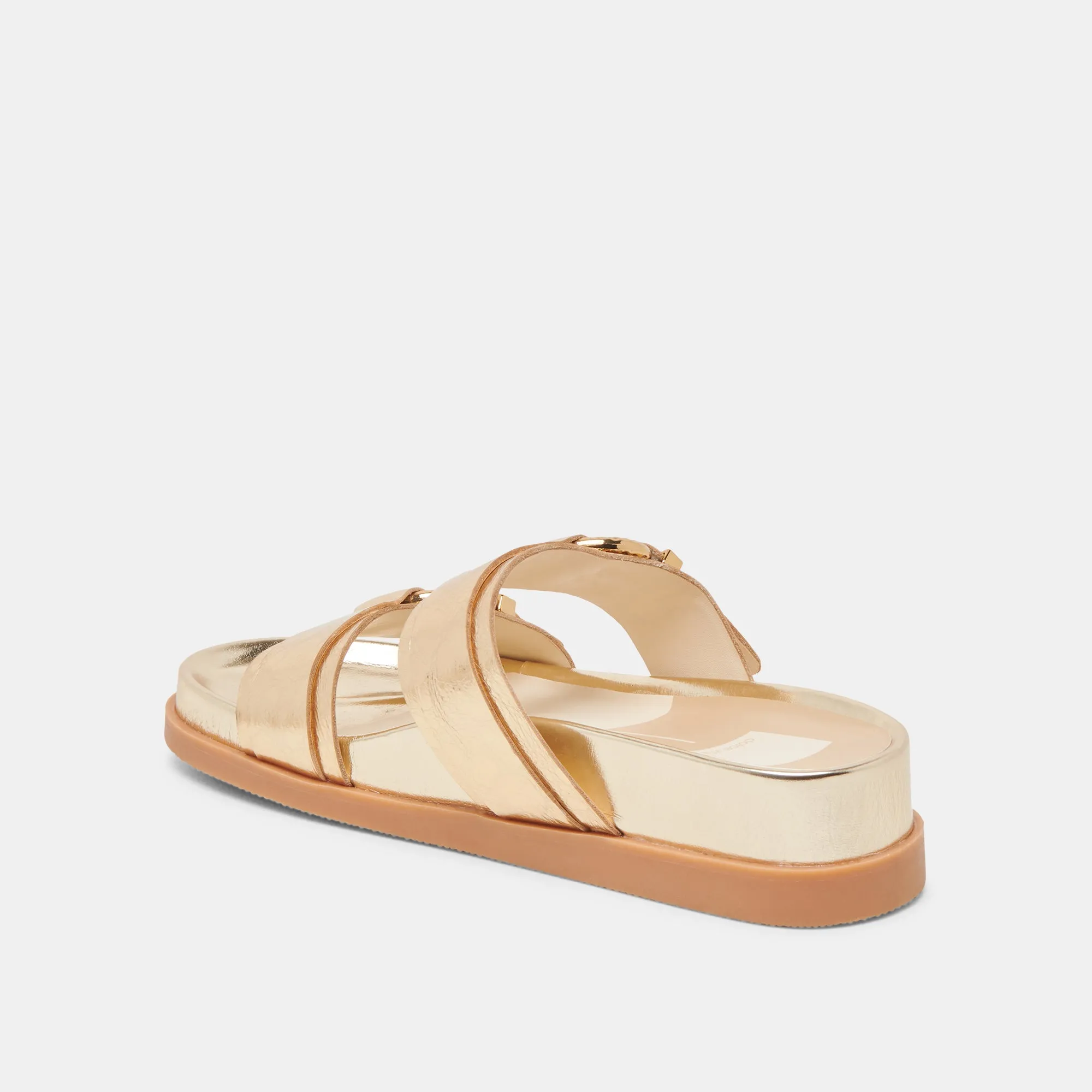 SOYA SANDALS GOLD DISTRESSED LEATHER Calm Walk Compact Design